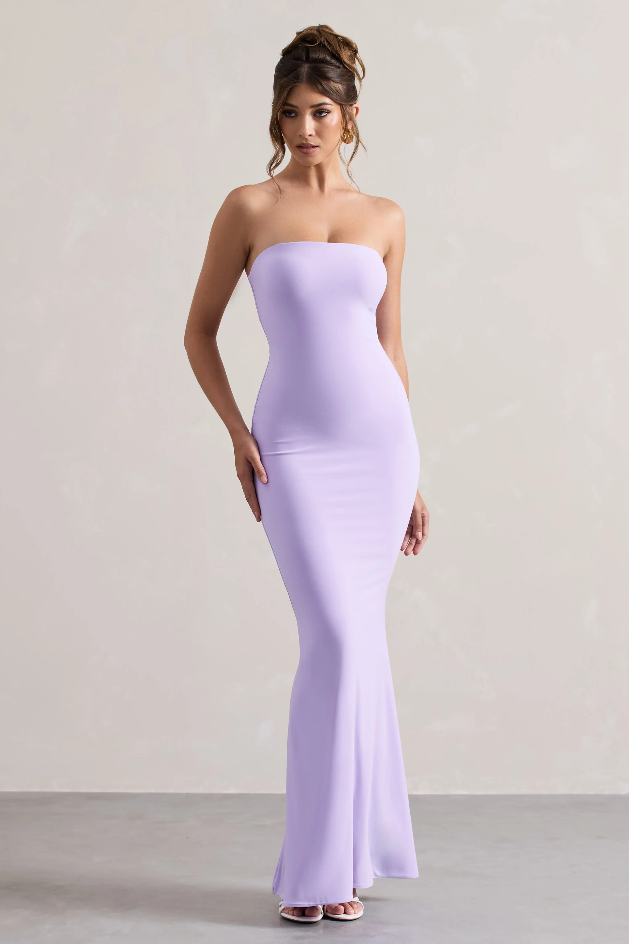 Lilac Bandeau Fishtail Maxi Dress