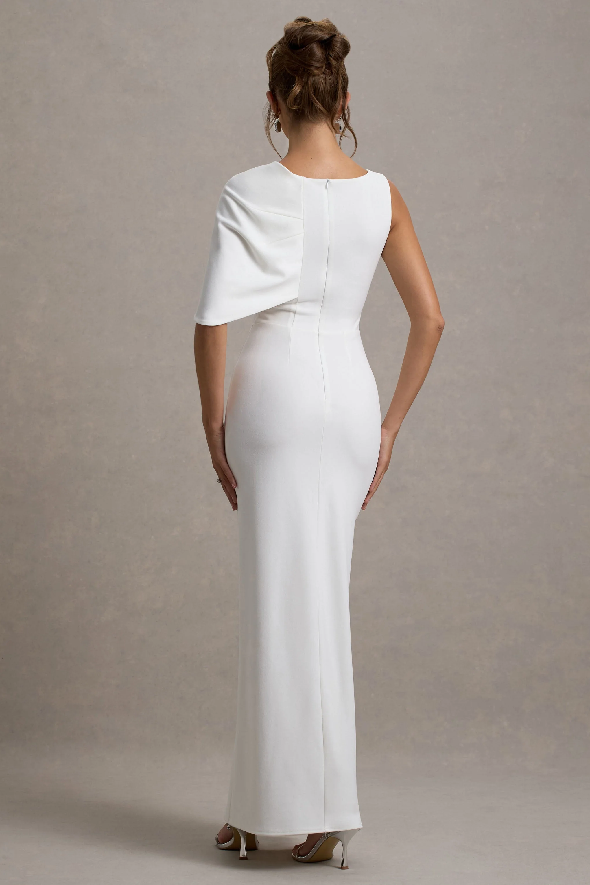 White One-Sleeve Maxi Dress