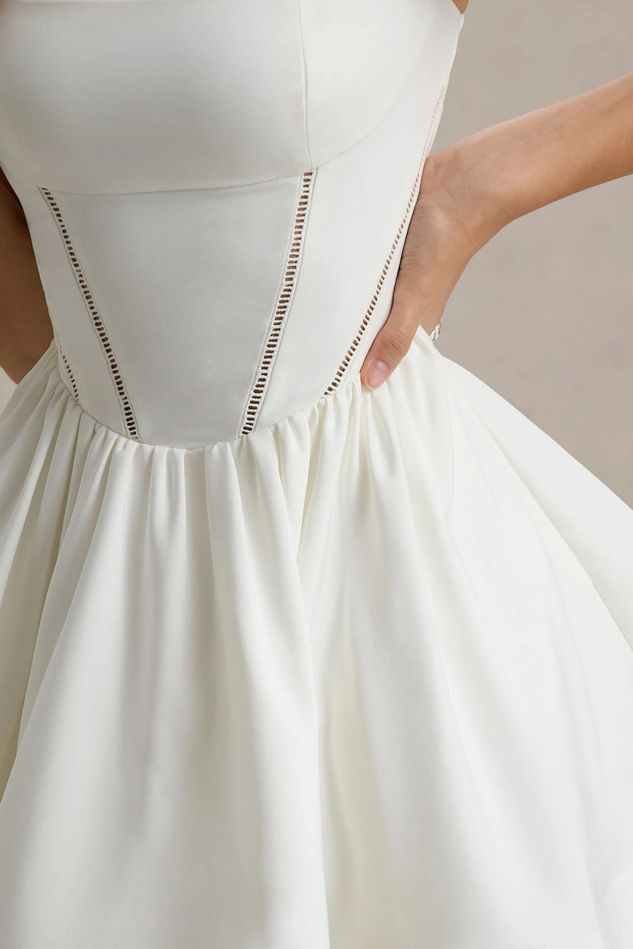 White Skater Mini Dress With Bow Straps