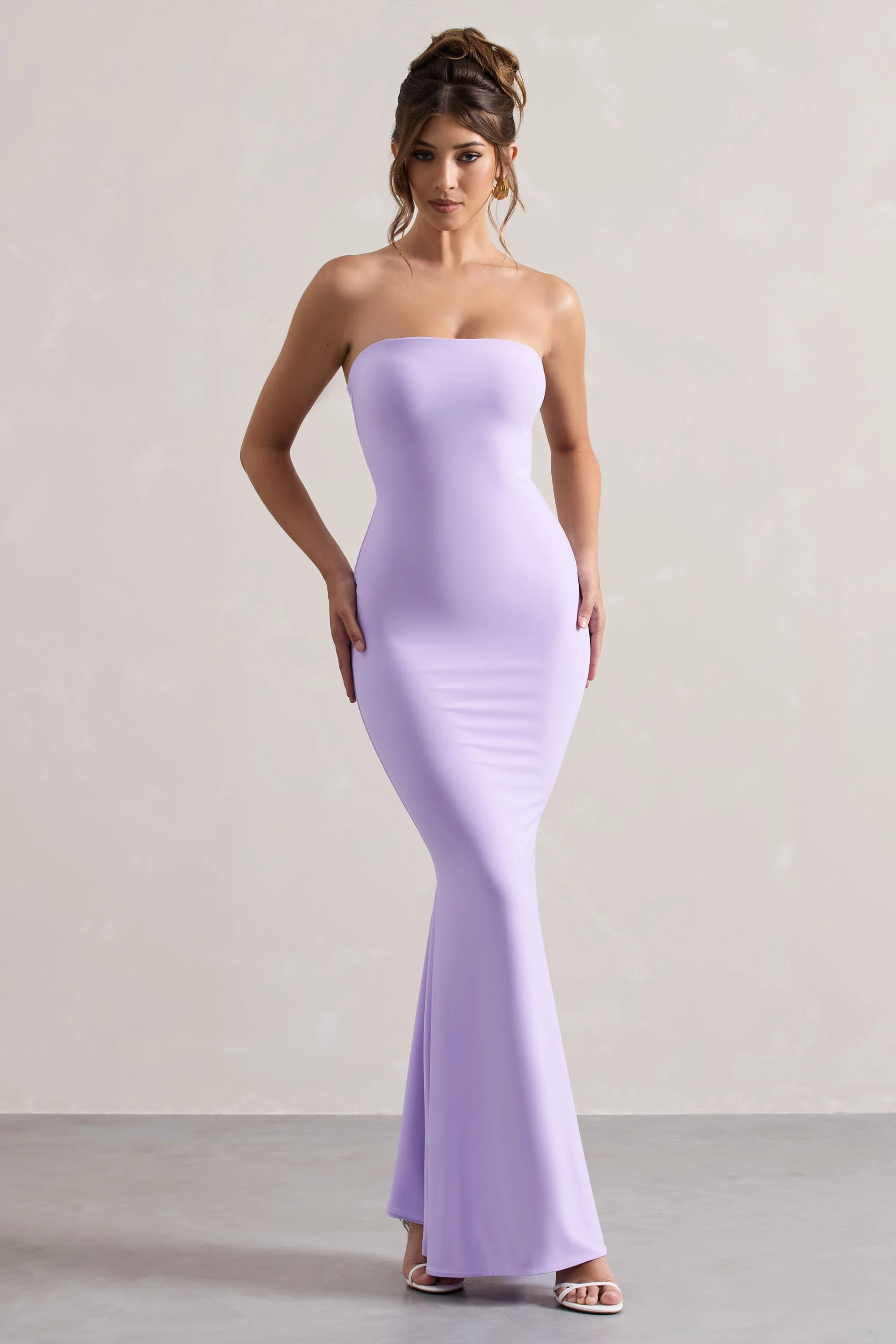 Lilac Bandeau Fishtail Maxi Dress