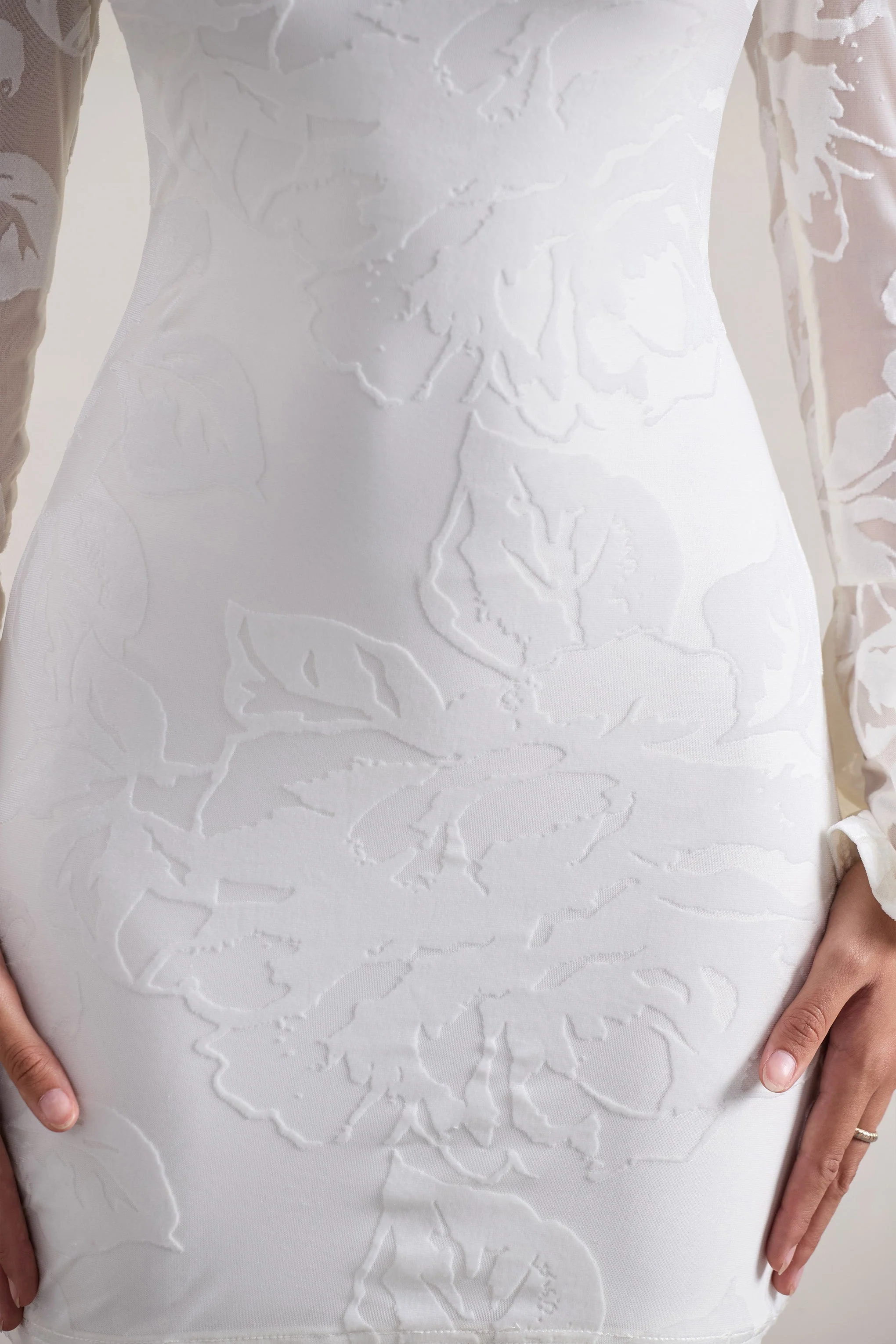 White Bodycon Flared-Sleeve Micro Mini Dress