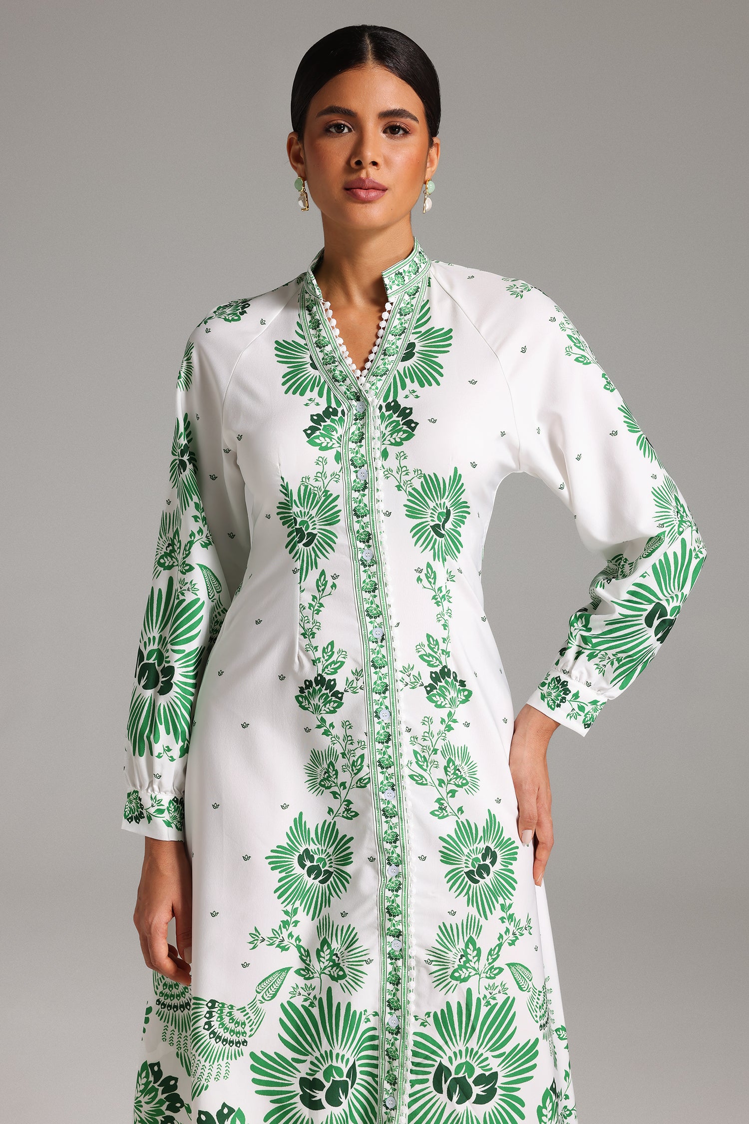 Fennel Printed Button Placket Dress