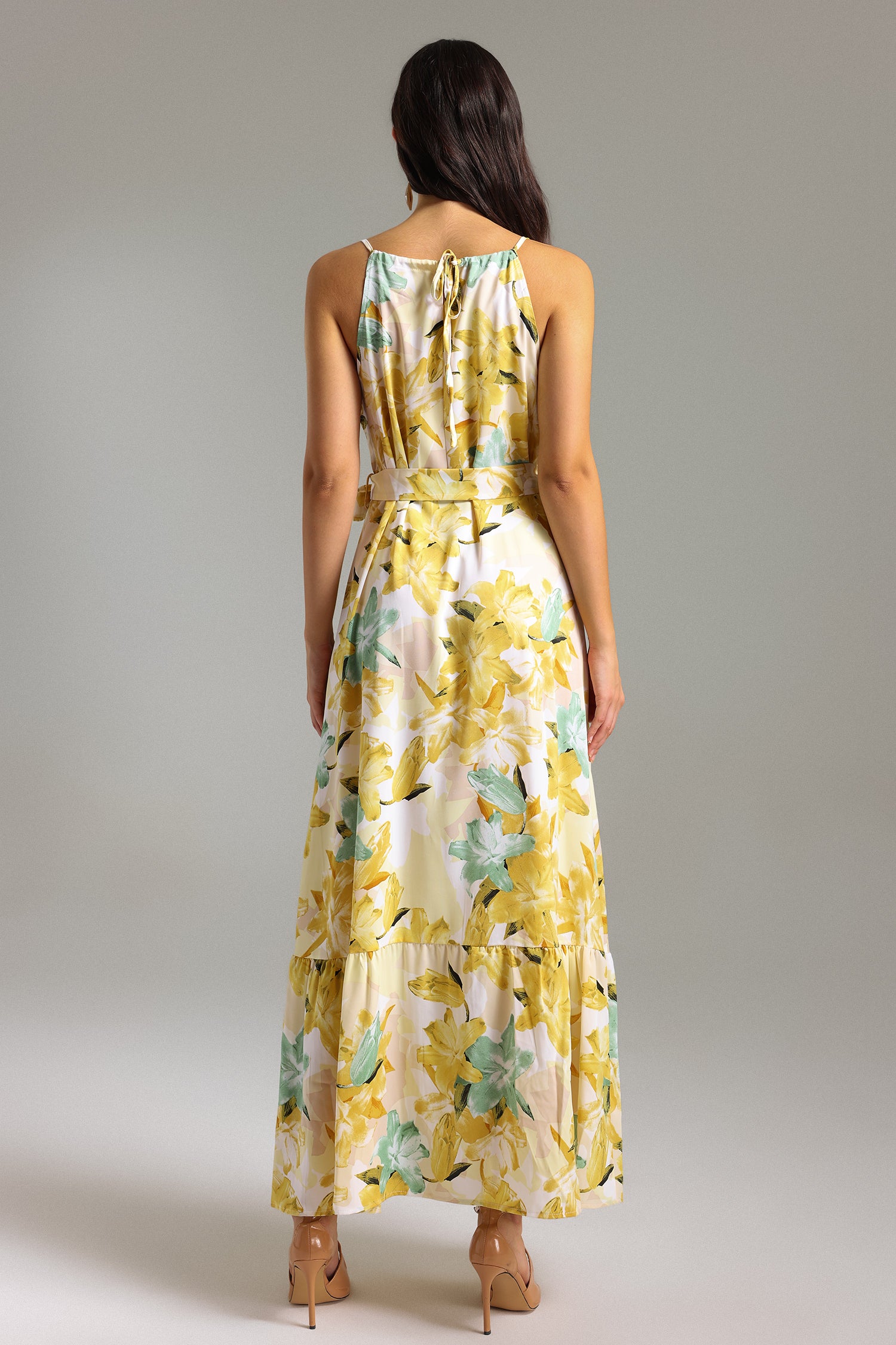 Gisele Halter Printed Maxi Dress