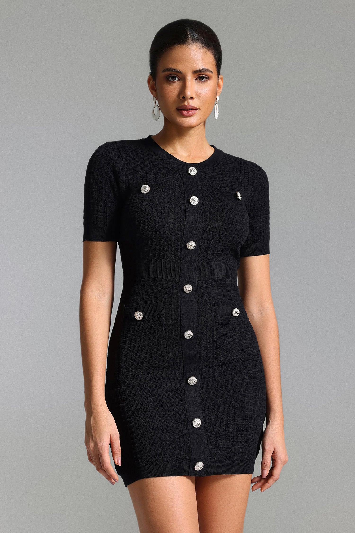 Hilia Crew Neck Knitted Mini Dress