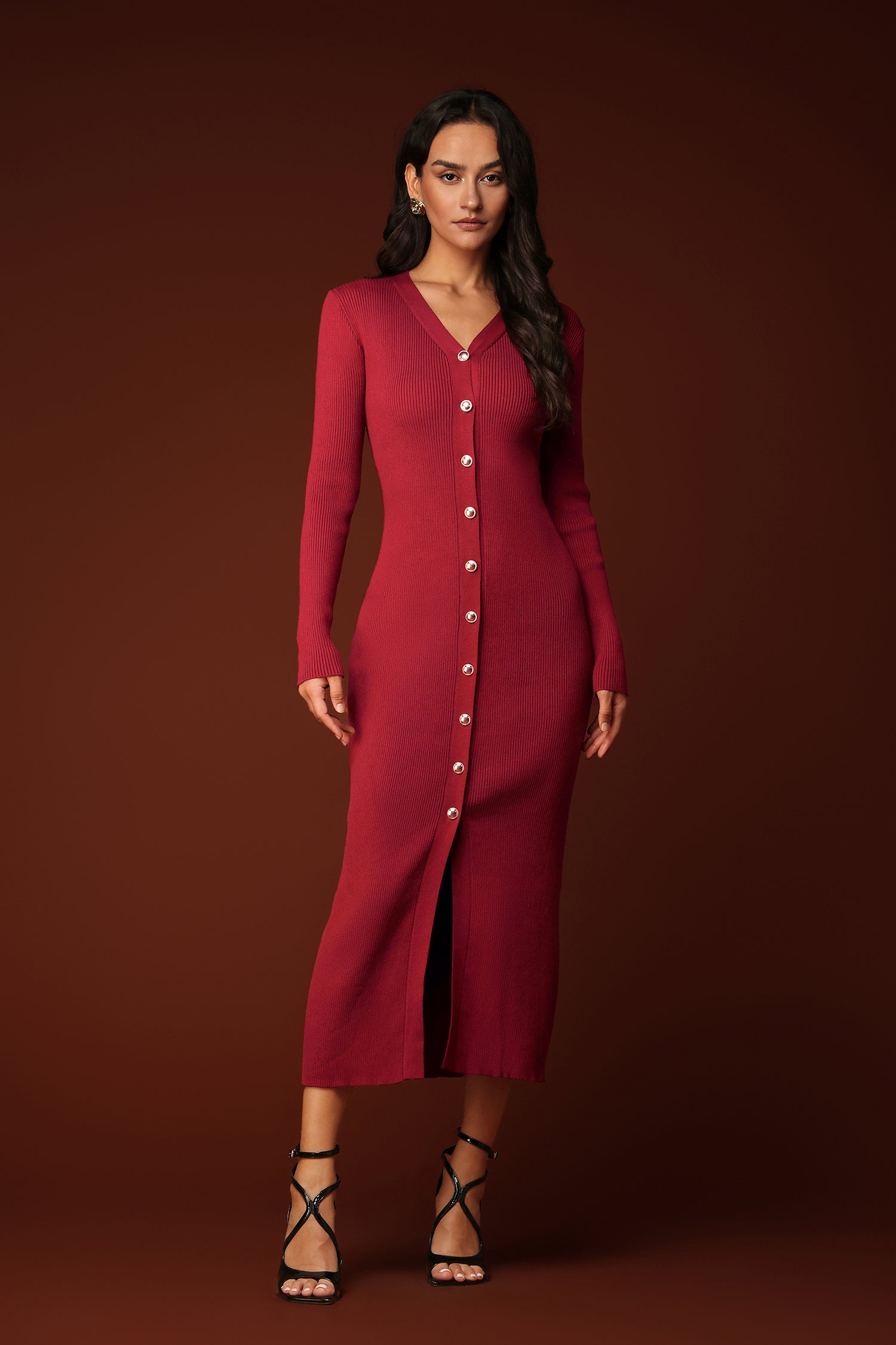 Ikara V-neck Knitted Maxi Dress