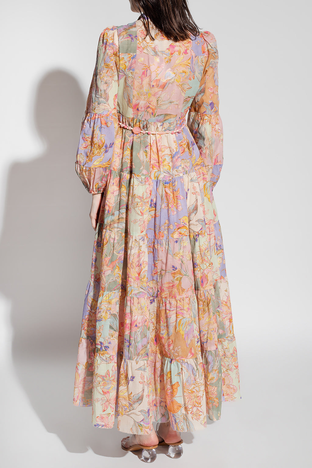 Printed Lapel Lace Up Midi Dress Midi Dress