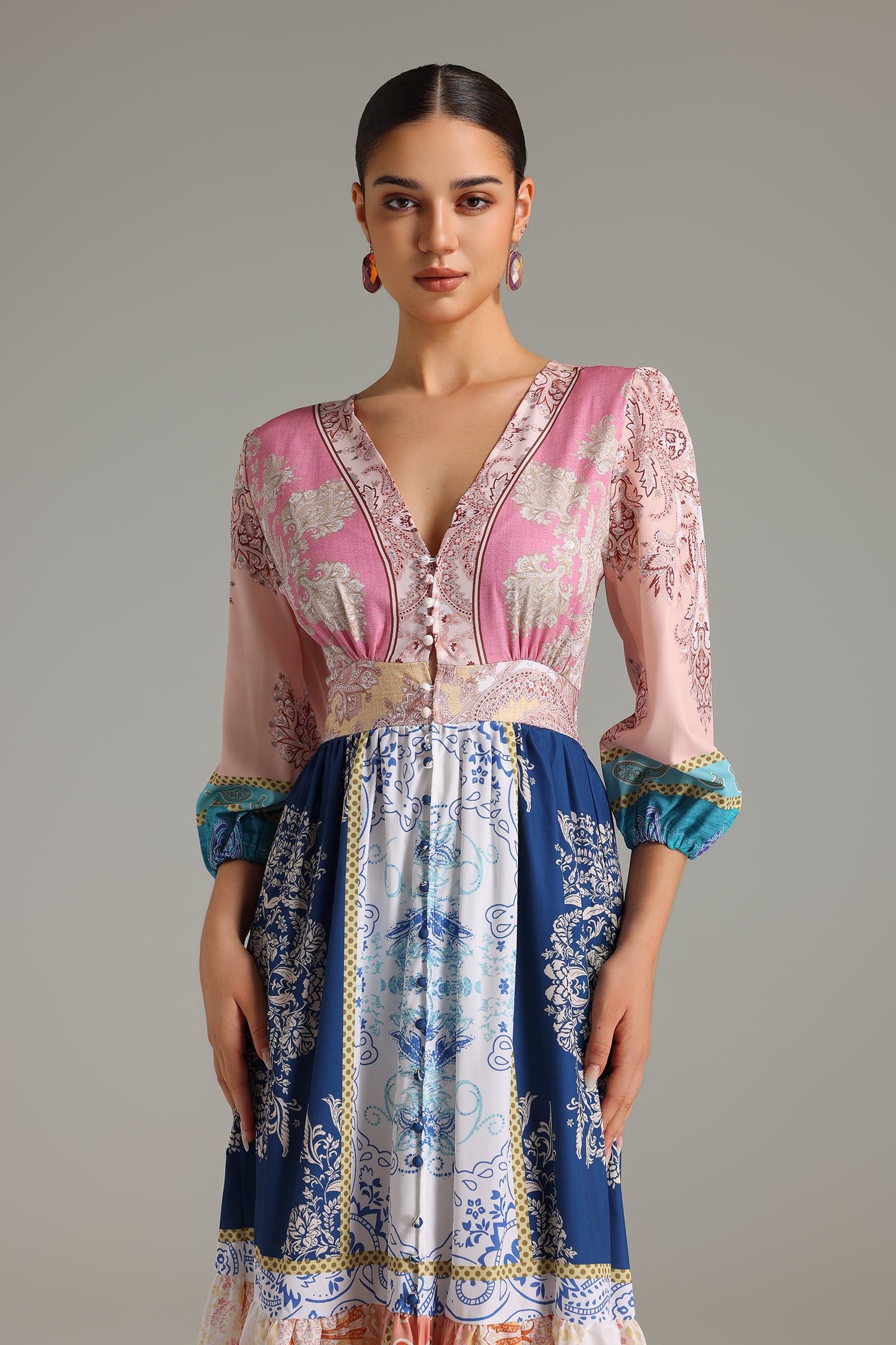 Johanne Button-Front Printed Midi Dress