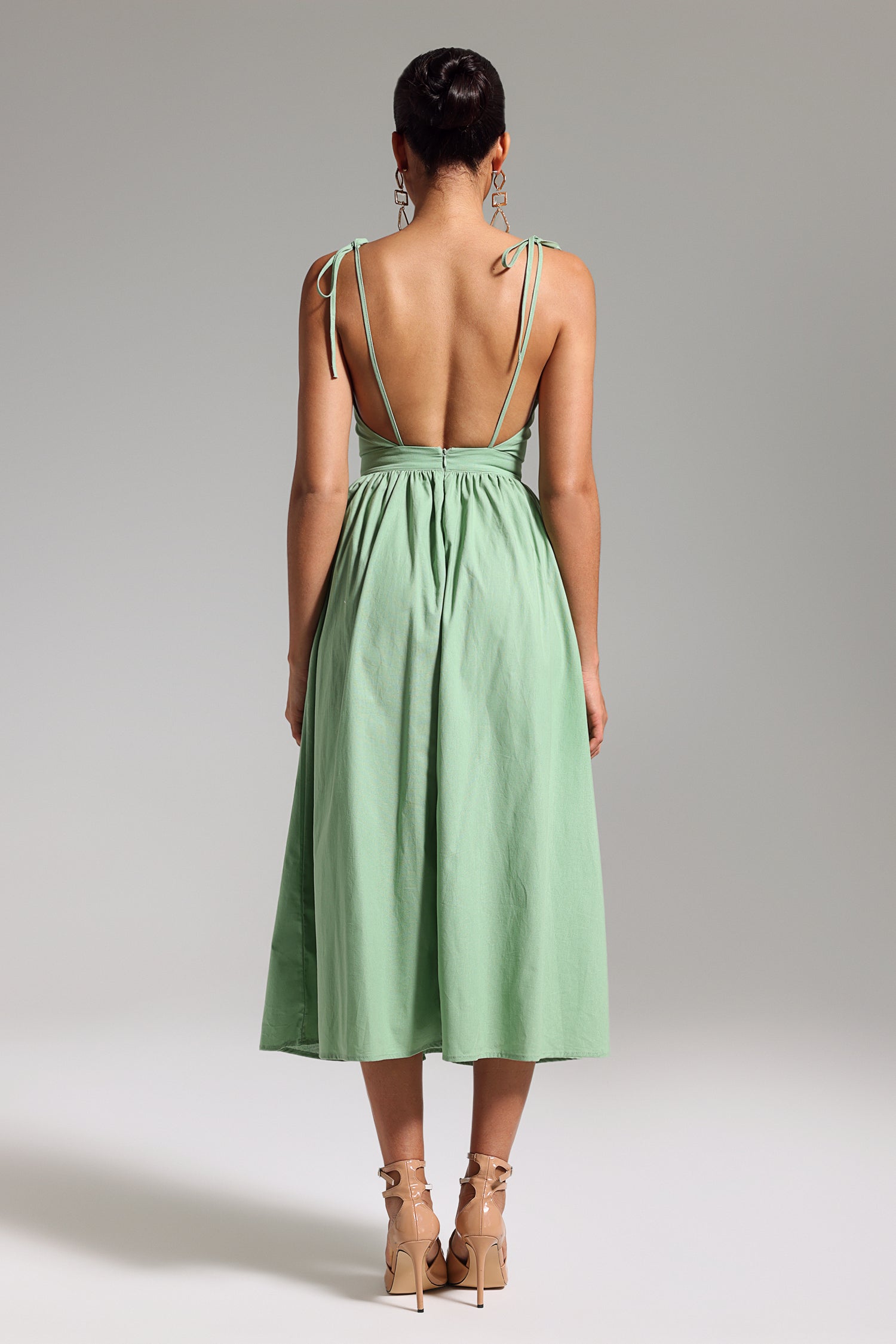 Kale Blackless Halter Midi Dress