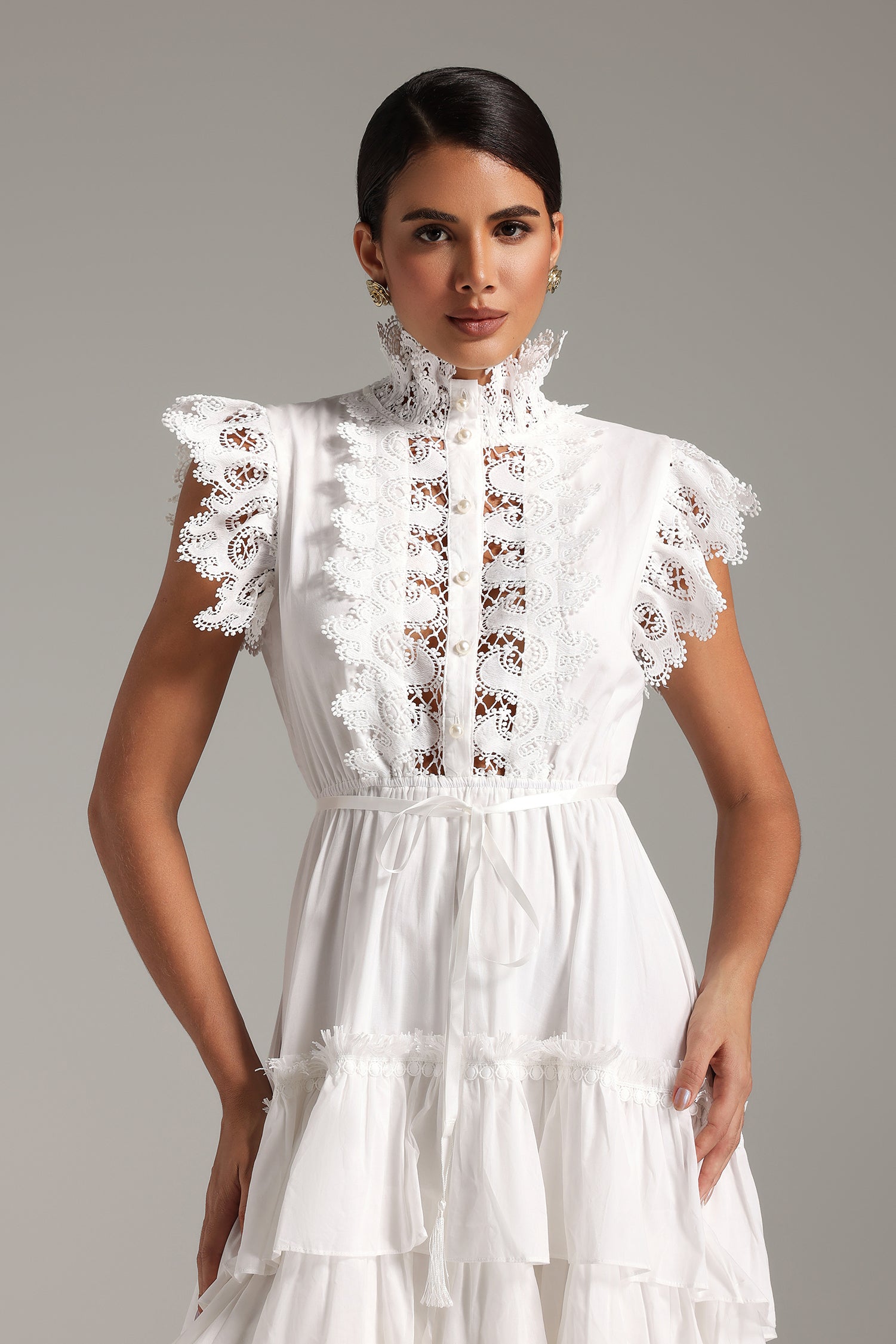 Karmen Layered Lace Midi Dress