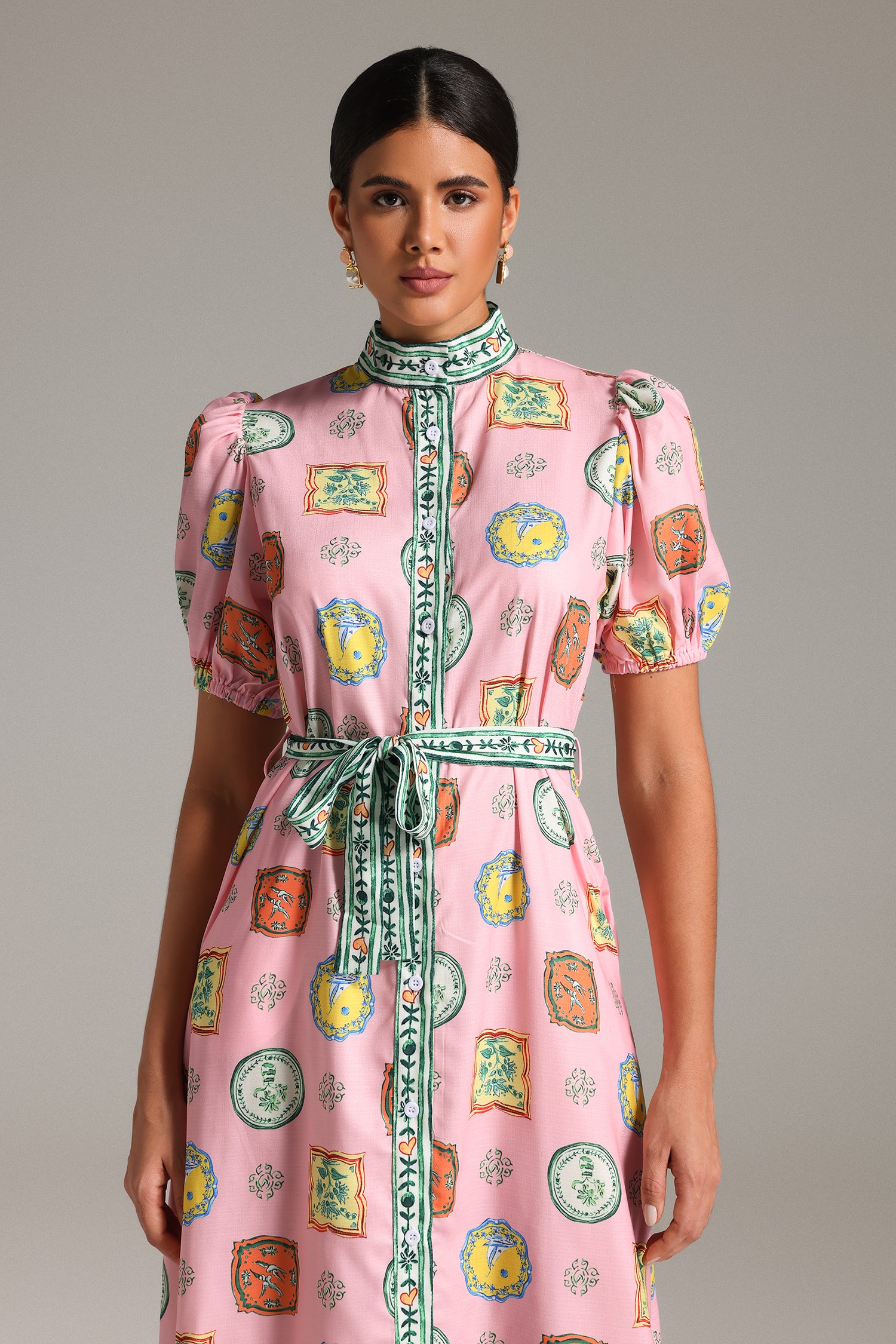 Karmen Printed Button Placket Dress