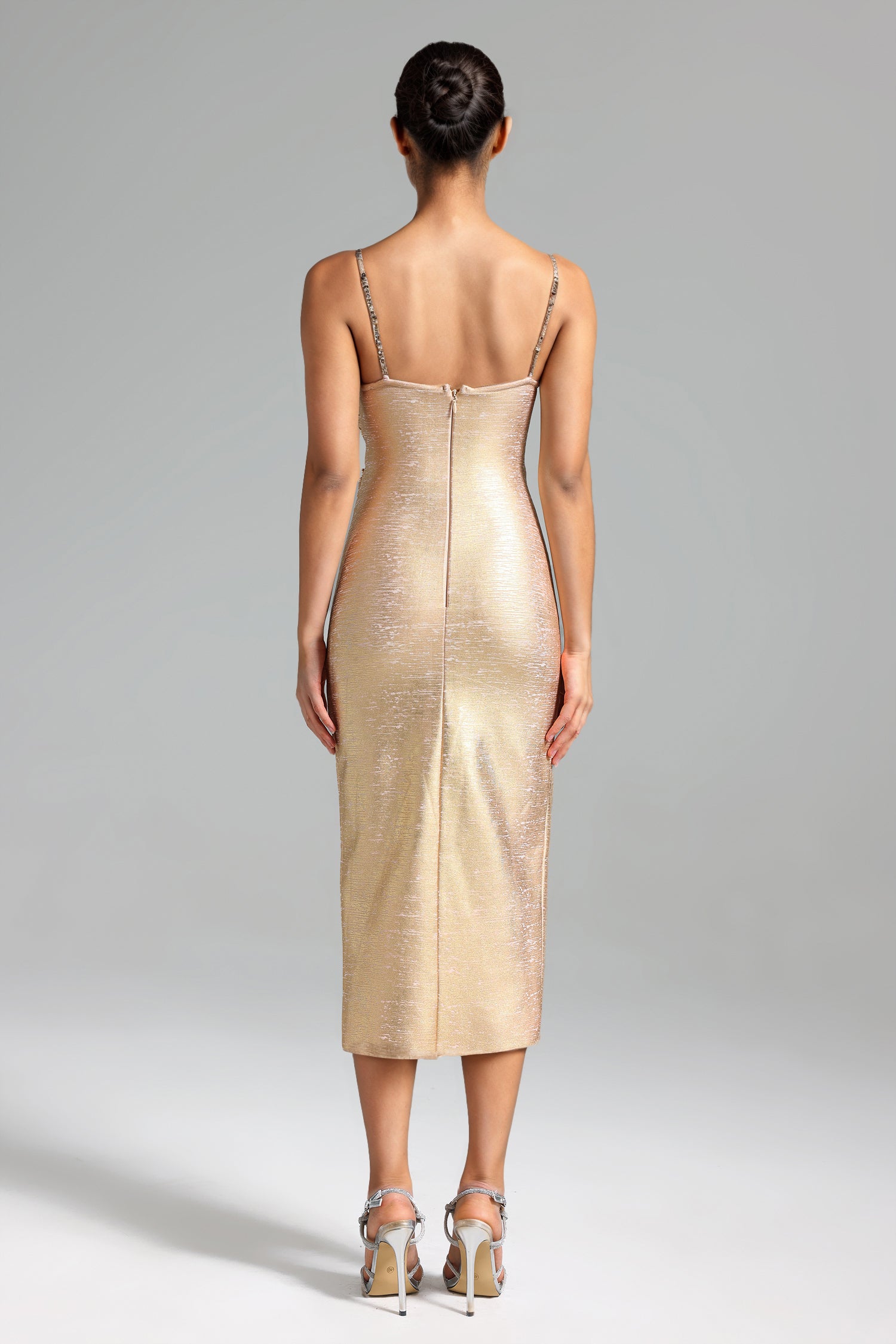 Kassy Pearls Cut Out Slit Dress