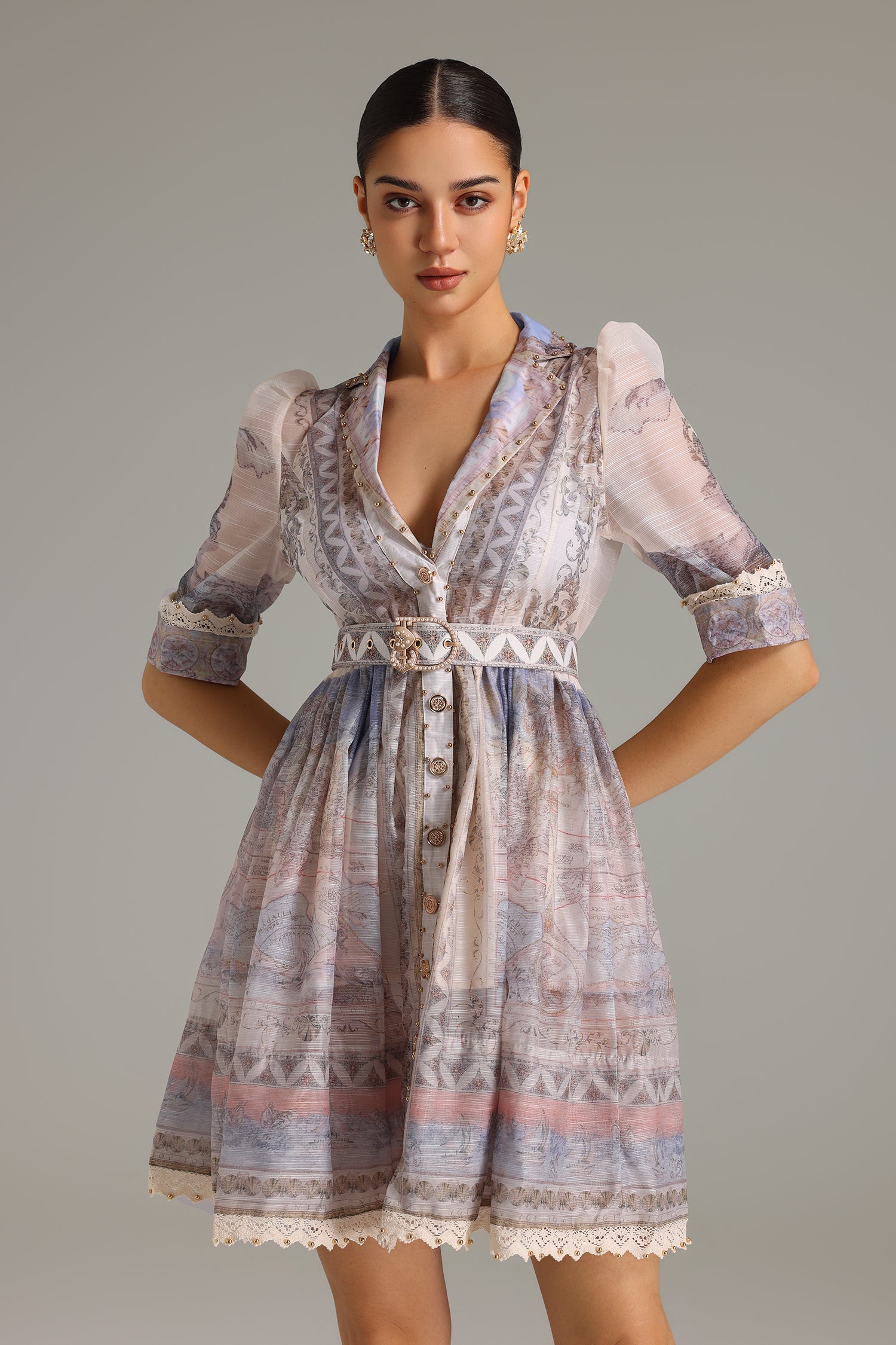 Lasa Lace Printed Mini Dress