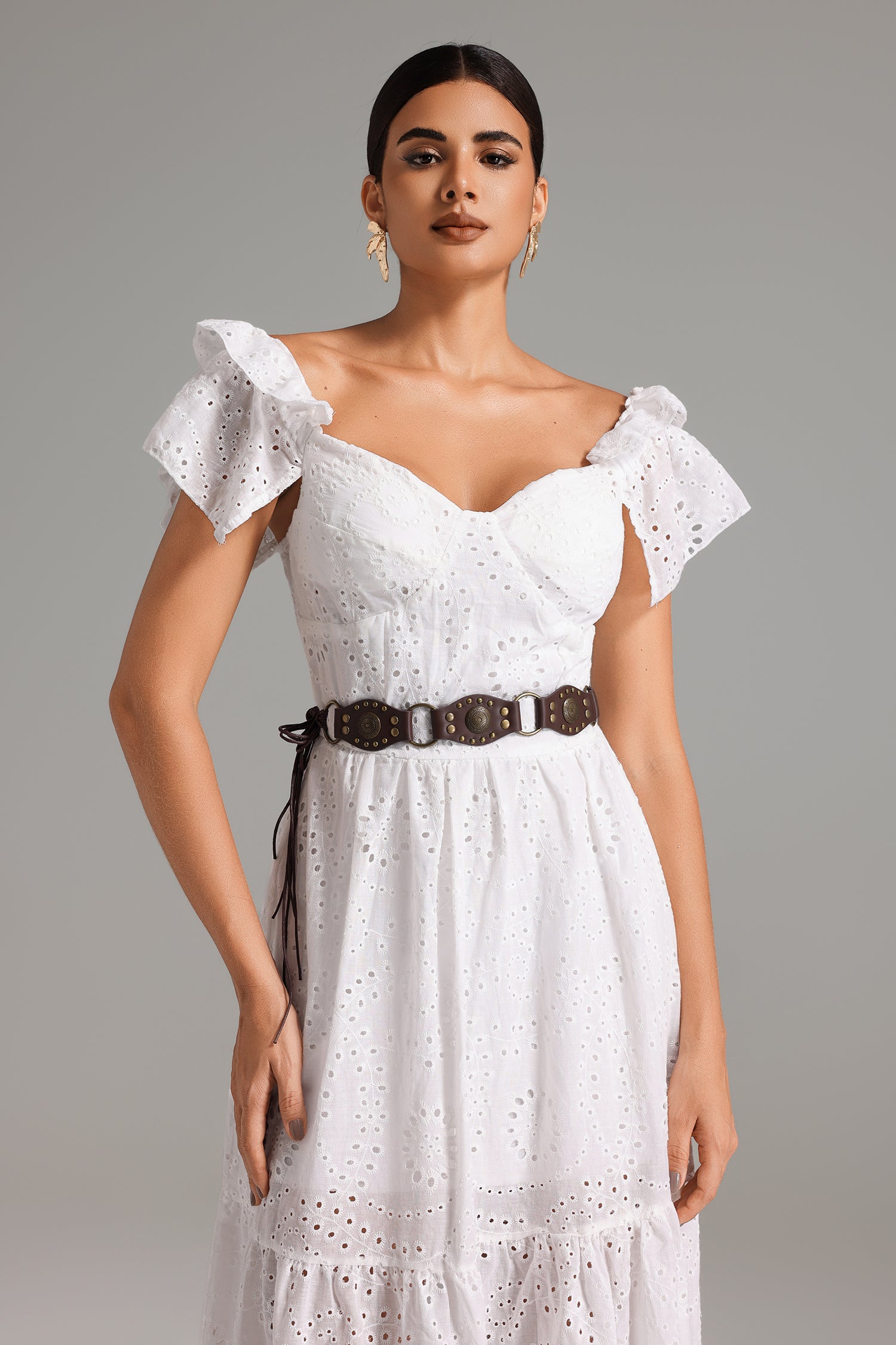 Lesley Embroidery Lace Midi Dress