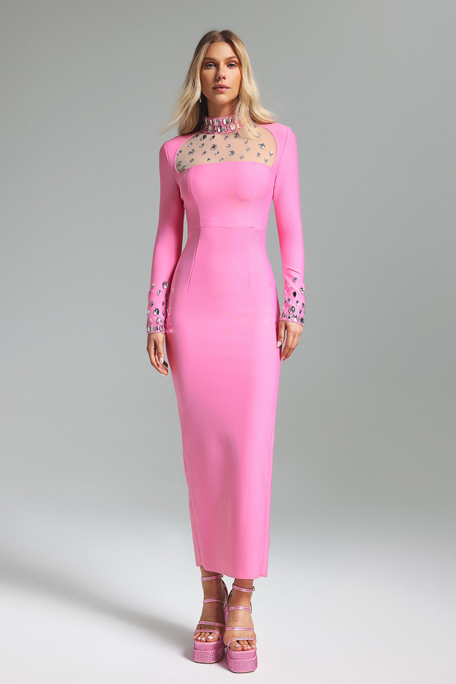 Lorelie Rhinestone Bandage Maxi Dress