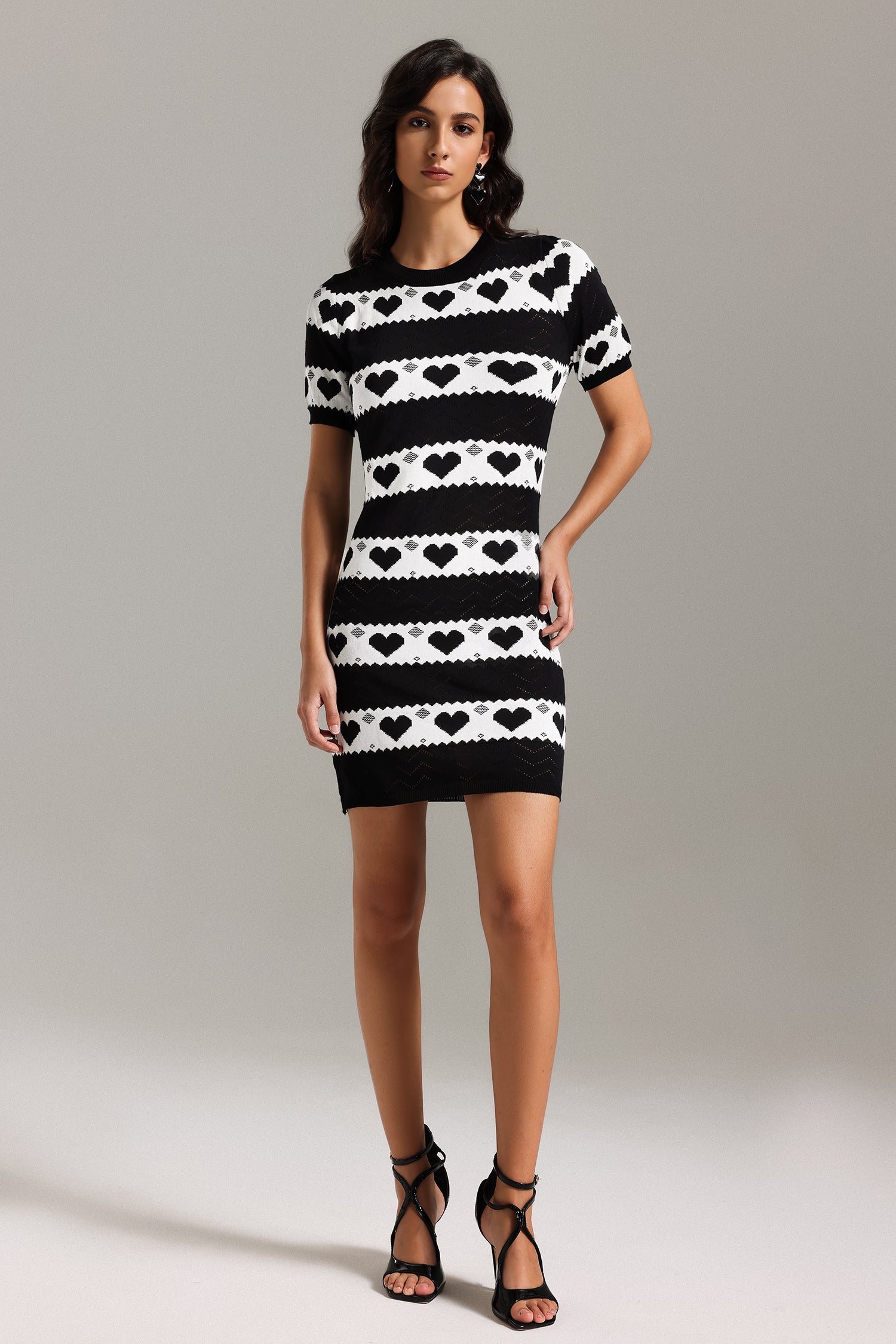 Lucifa Hearts Knitted Mini Dress