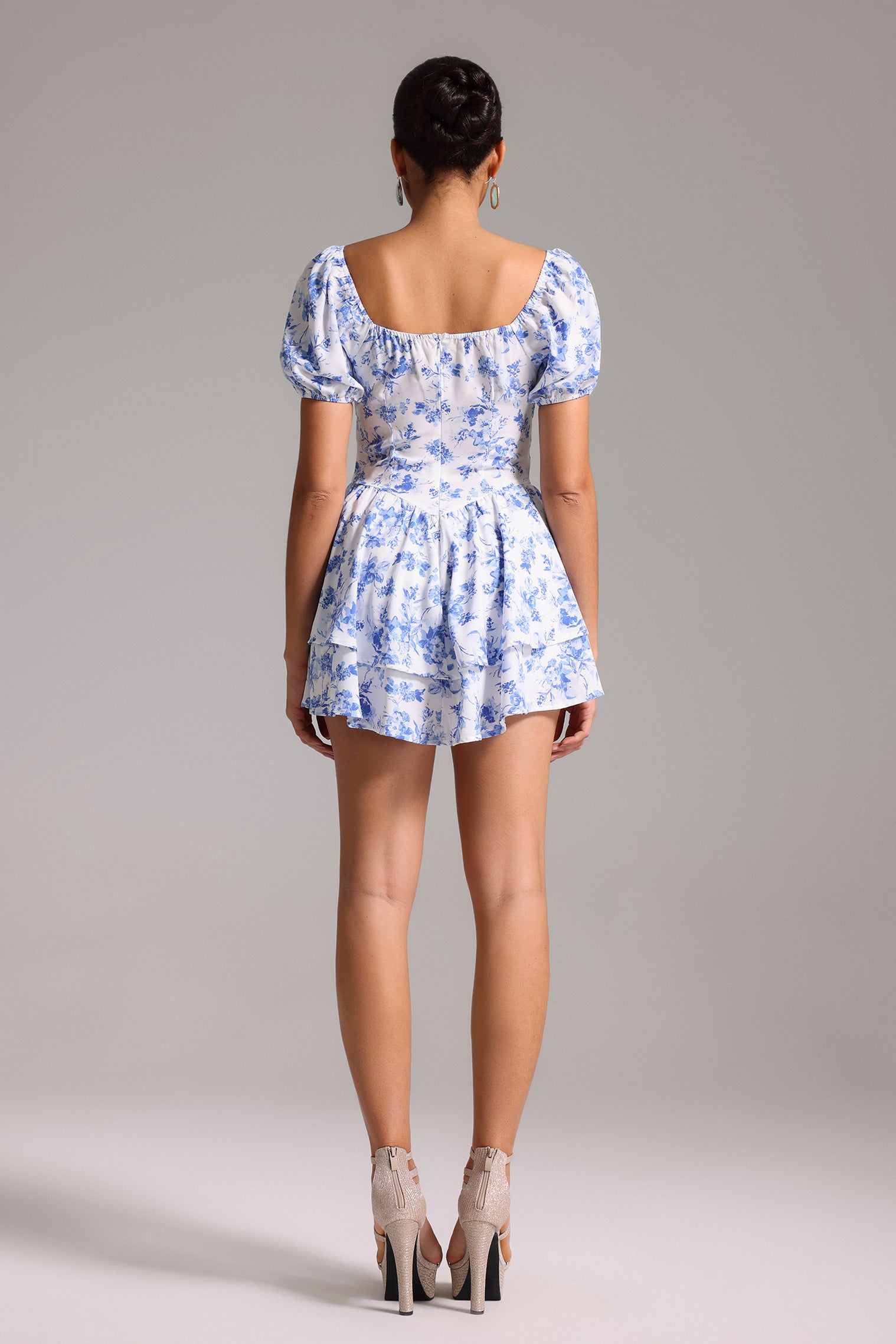 Marlina Puff Sleeves Printed Mini Dress