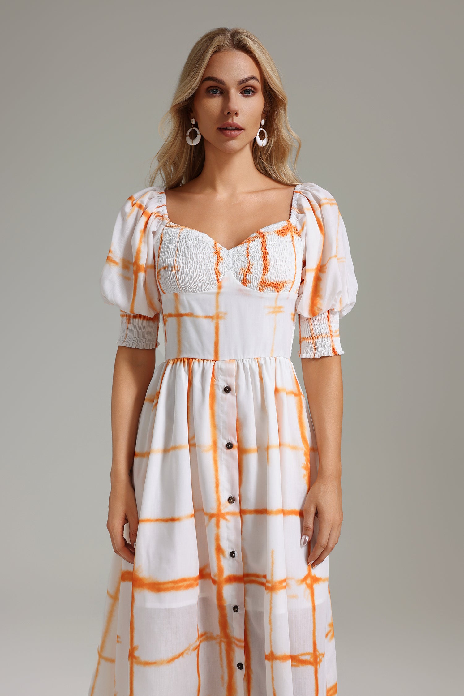 Ock Line Printed Smocking Dress