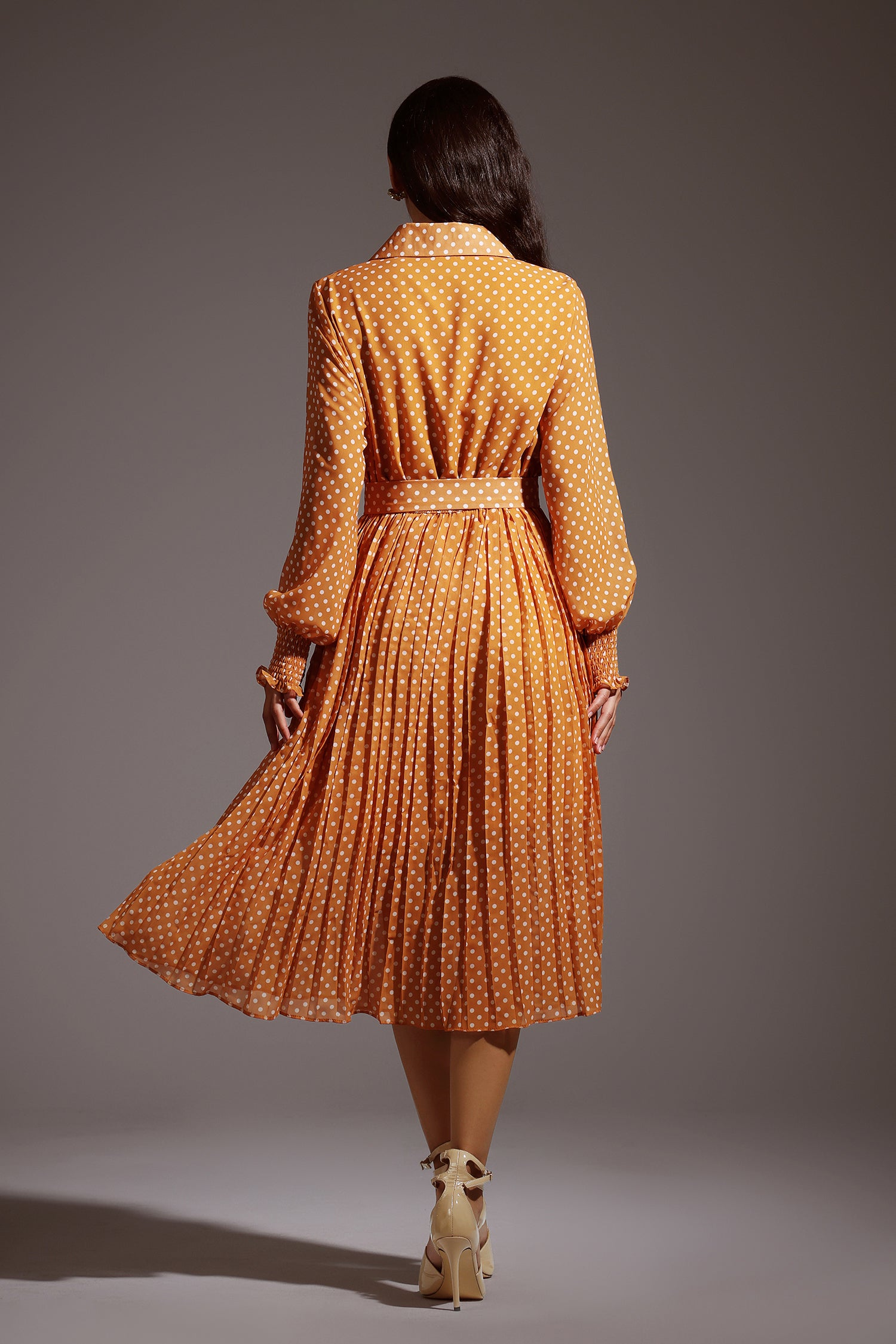 Pamela Dot Long Sleeves Maxi Dress