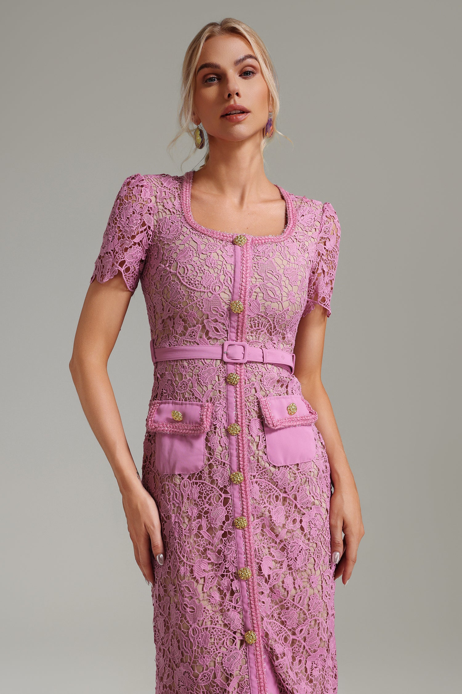 Pansy Floral Crochet Embroidery Dress