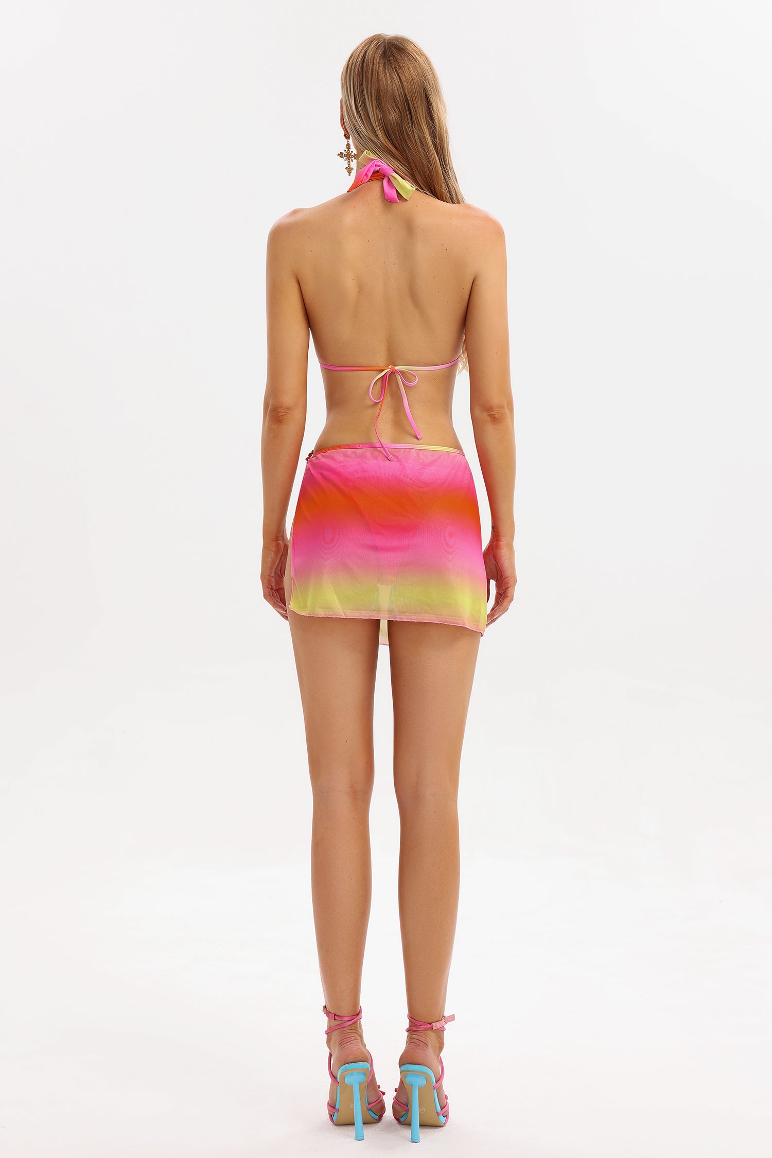 Paul Gradient Diamante Bikini Three Piece Set