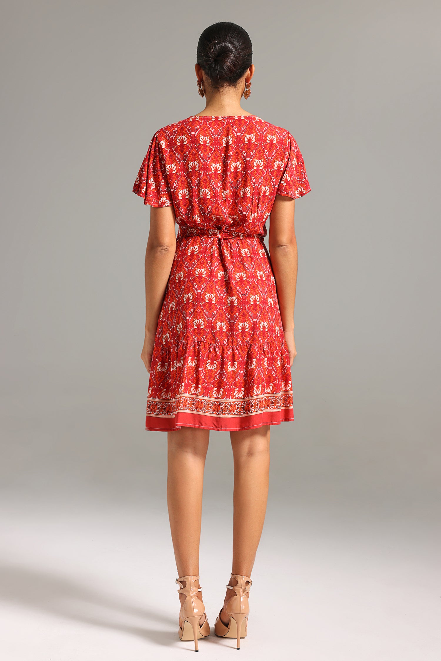 Quany V Neck Printed Mini Dress