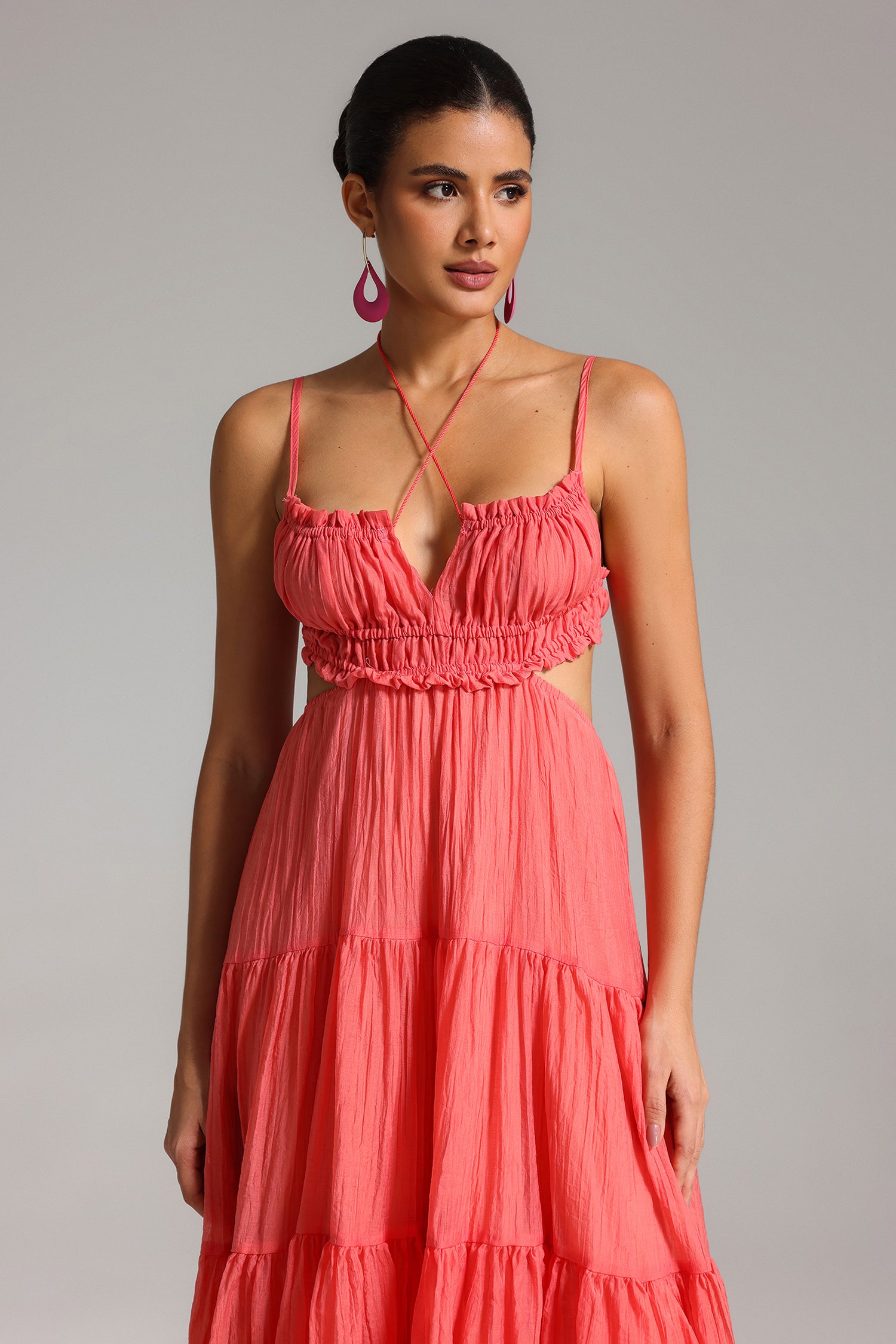 Rei Cut Out Halterneck Midi Dress