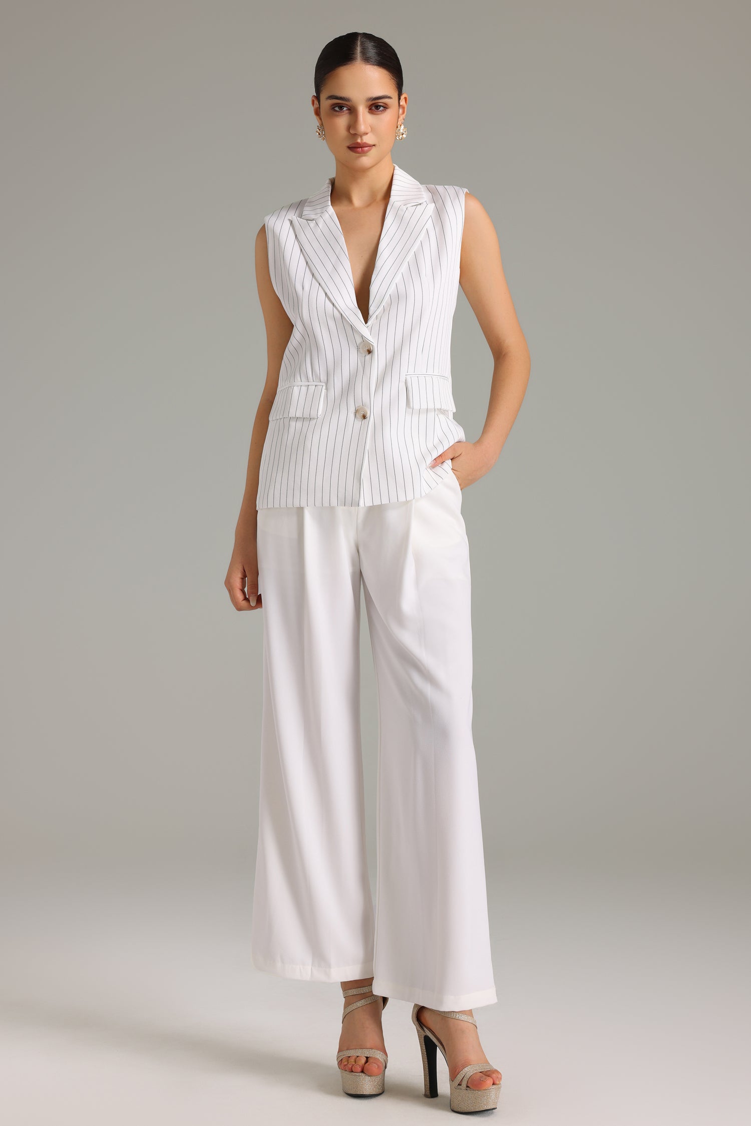 Serena Deep-V Stripe Vest