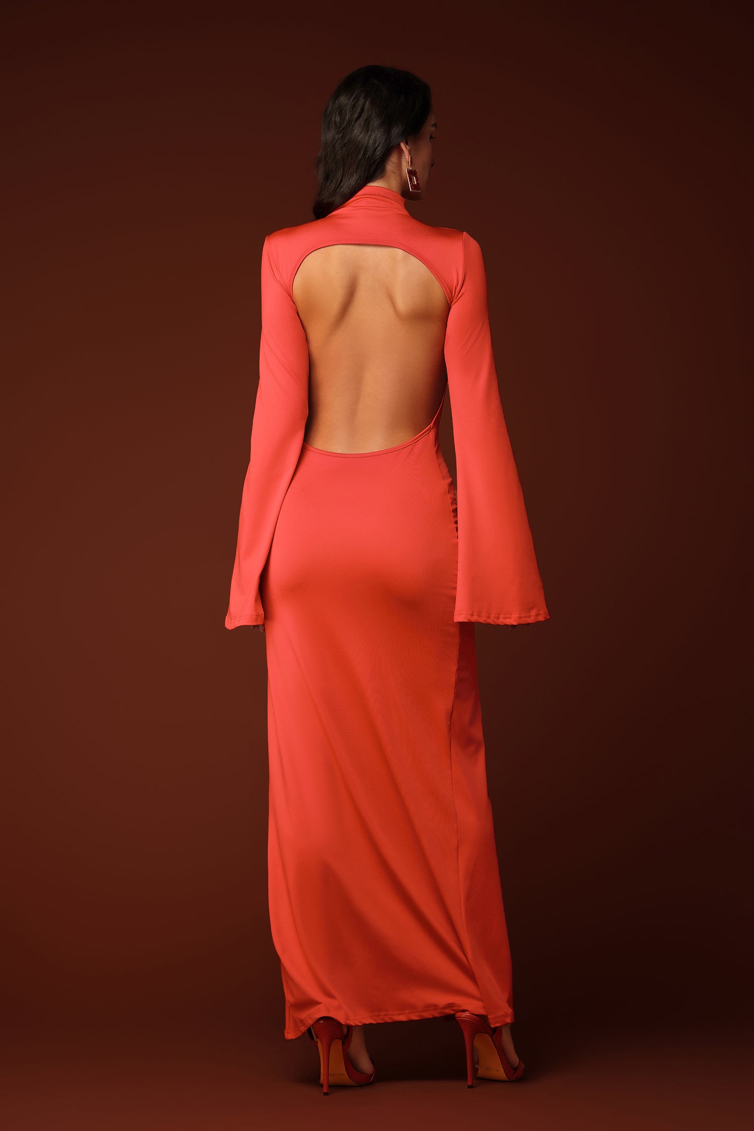 Skyler Flare Sleeves High Slit Maxi Dress