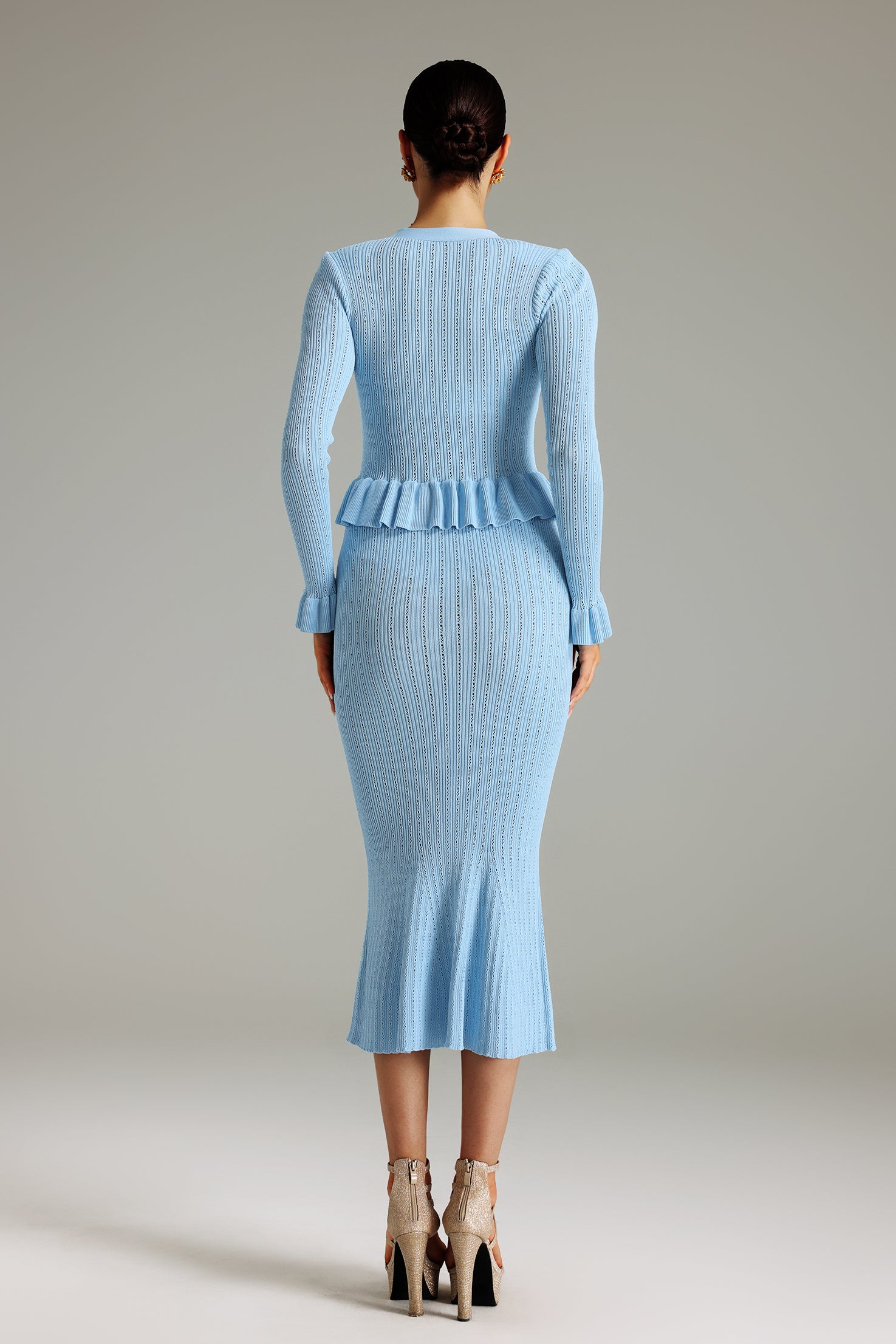 Stacy Flounced Knitted Midi Dress