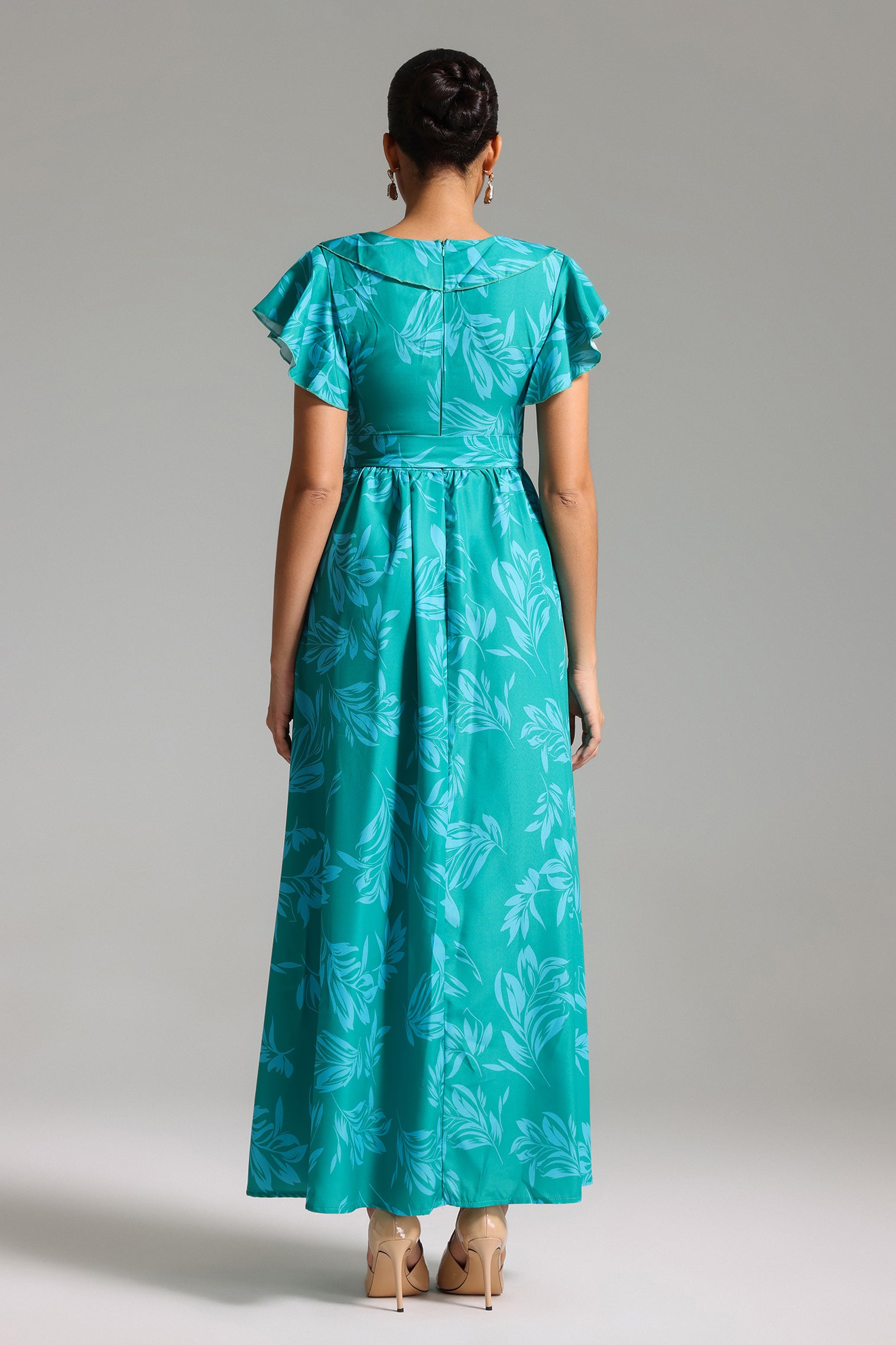 Sweet Ruffled Printed Maxi Dress