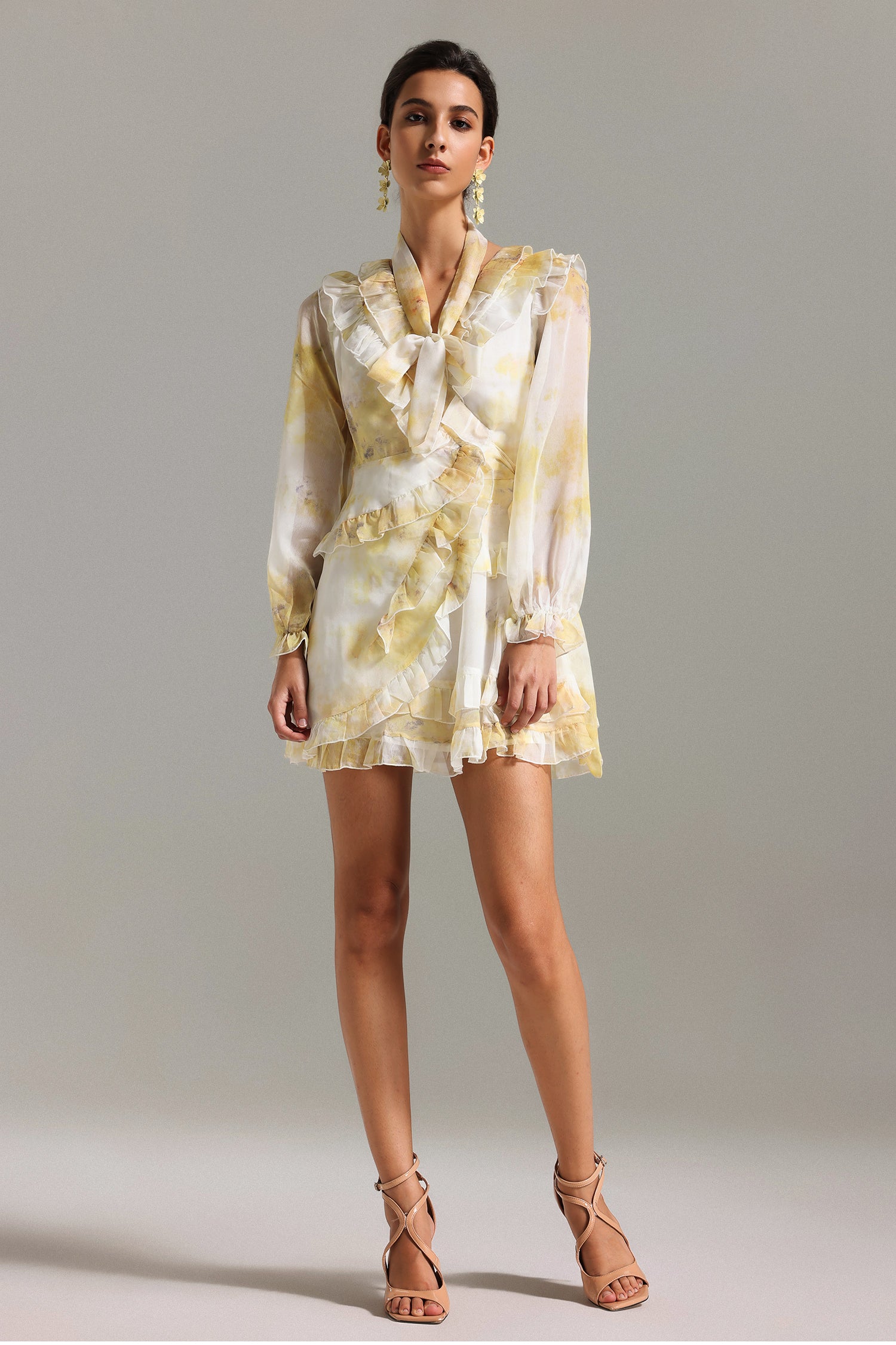 Xezey Printed Flounced Mini Dress