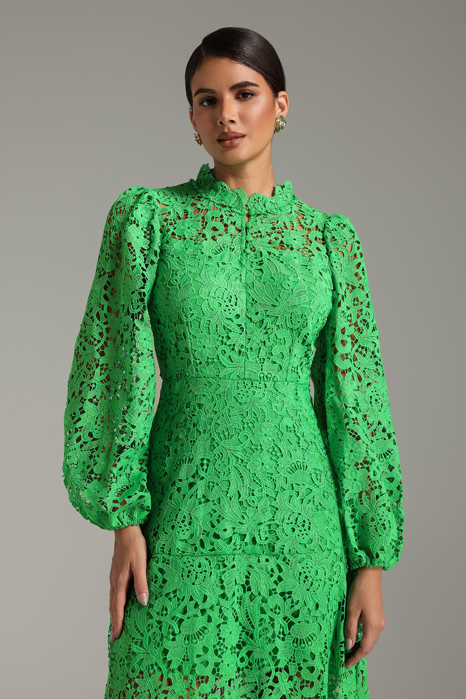 Zaha Stand Collar Maxi Dress