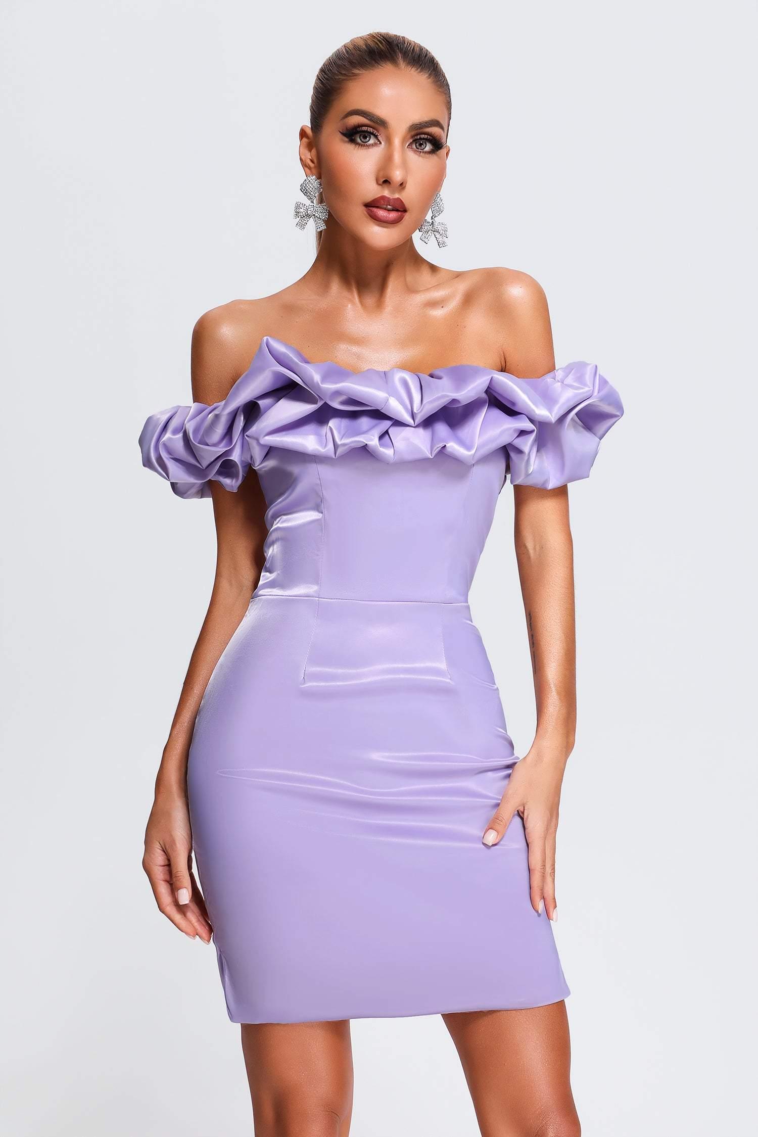 Rebecca Off Shoulder Mini Dress - Bellabarnett