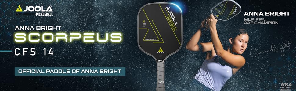 JOOLA Pickleball Anna Bright Scorpeus CFS 14 Official Paddle of Anna Bright
