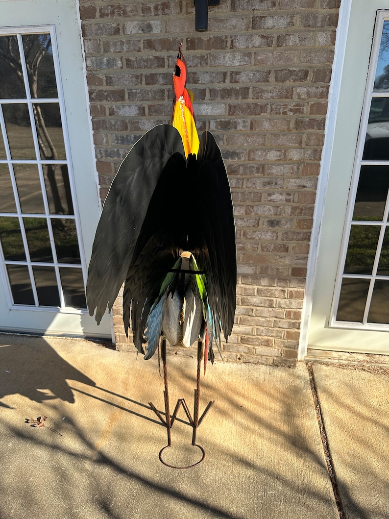 Rooster Metal Statue Garden Art Yard