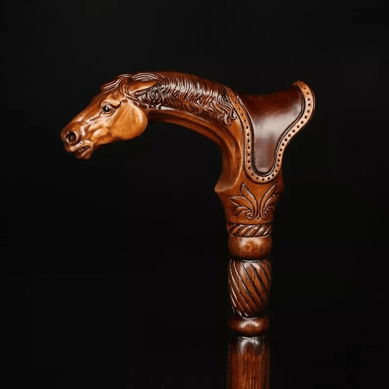 LAST DAY 75% OFF--Designer Art Wooden Cane Walking Stick Horse with Saddle