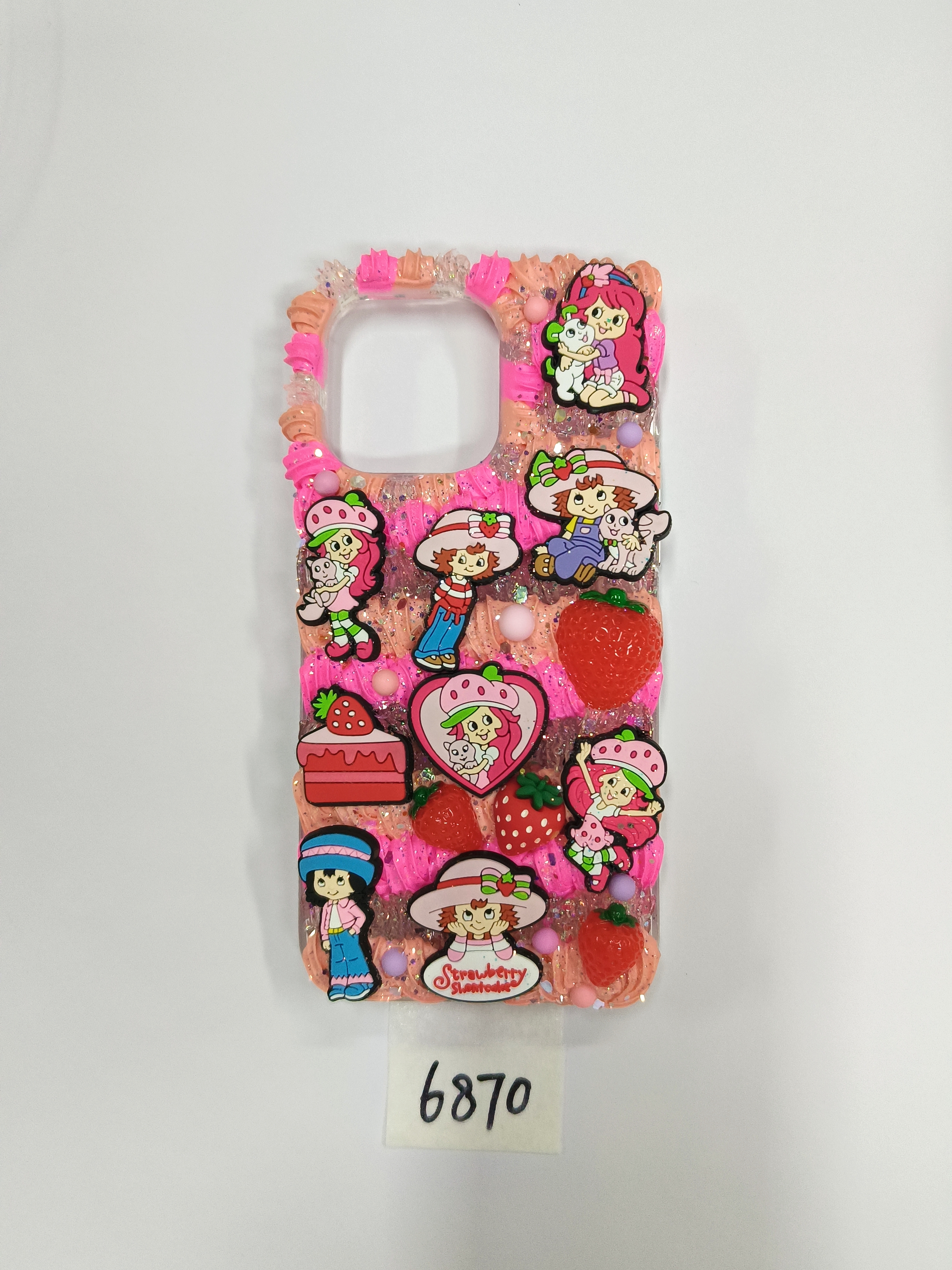 Strawberry shortcake DIY Cream Epoxy Phone Case—adorable, handcrafted, a work of art, a collectible, and a thoughtful artistic gift!