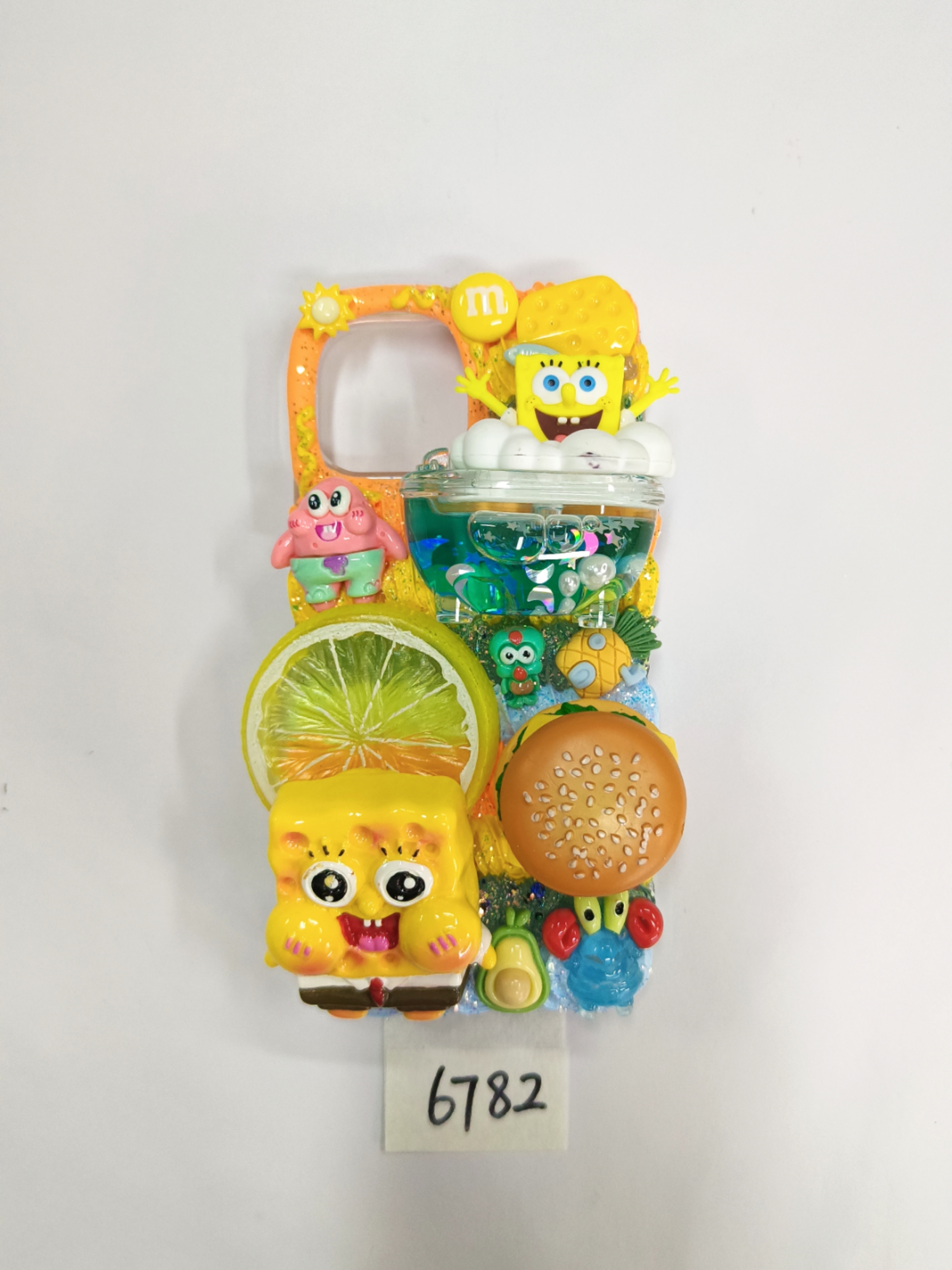 SpongeBob Sea Series Style Handmade DIY Phone Case Bob002, Pie Star, Burger, Ice cream, Fries, Mr. Krabs, Bathtub, and Soap with 3D's BOB.Personalized gift,Art Lovers Gift.