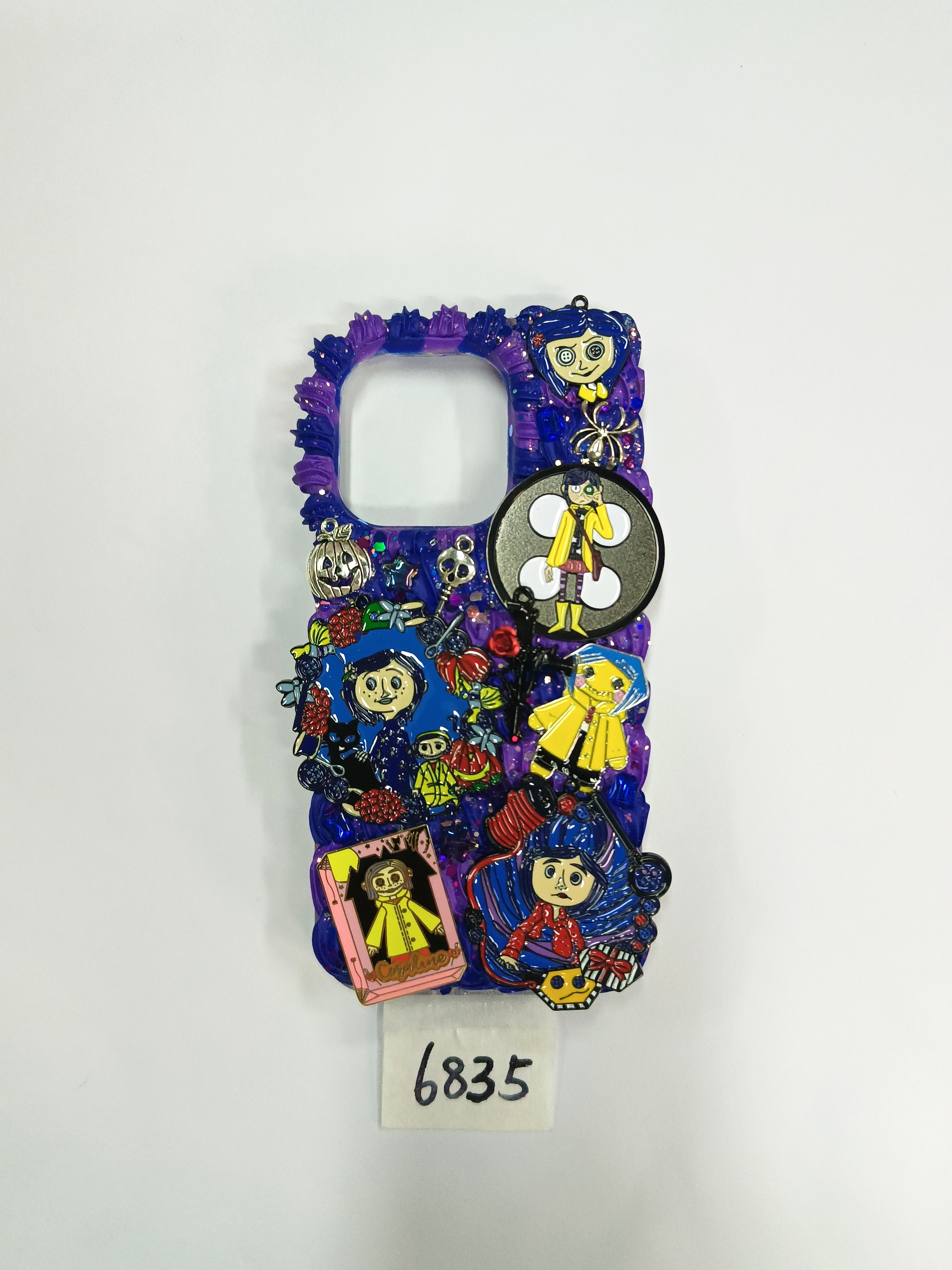 Caroline cream glue phone case, yellow and blue mixed, DIY phone case gift, art collection, unique phone case