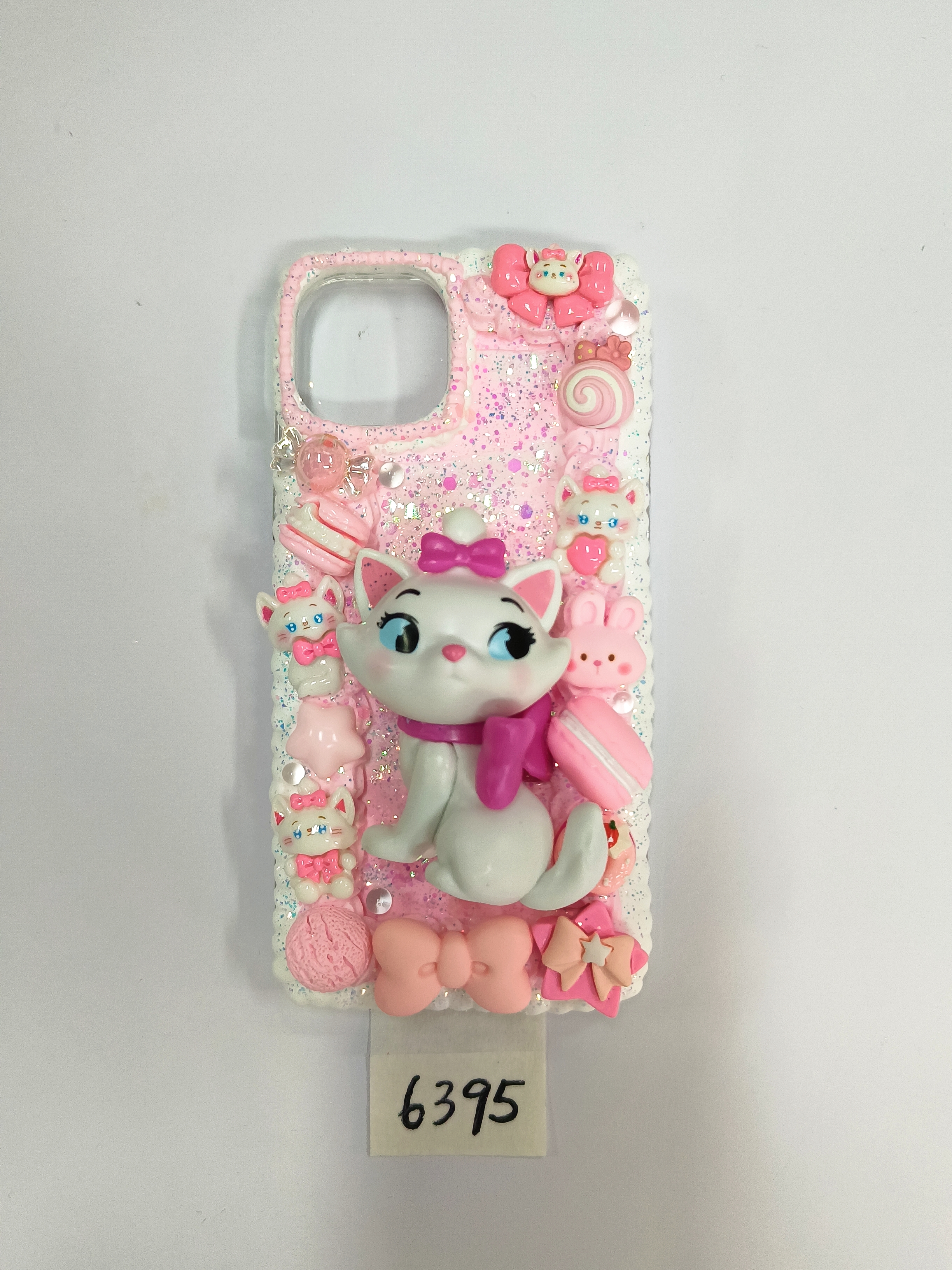 Marie Cat cream glue handmade mobile phone case, 3D three-dimensional animation characters, art gifts, purely handmade custom