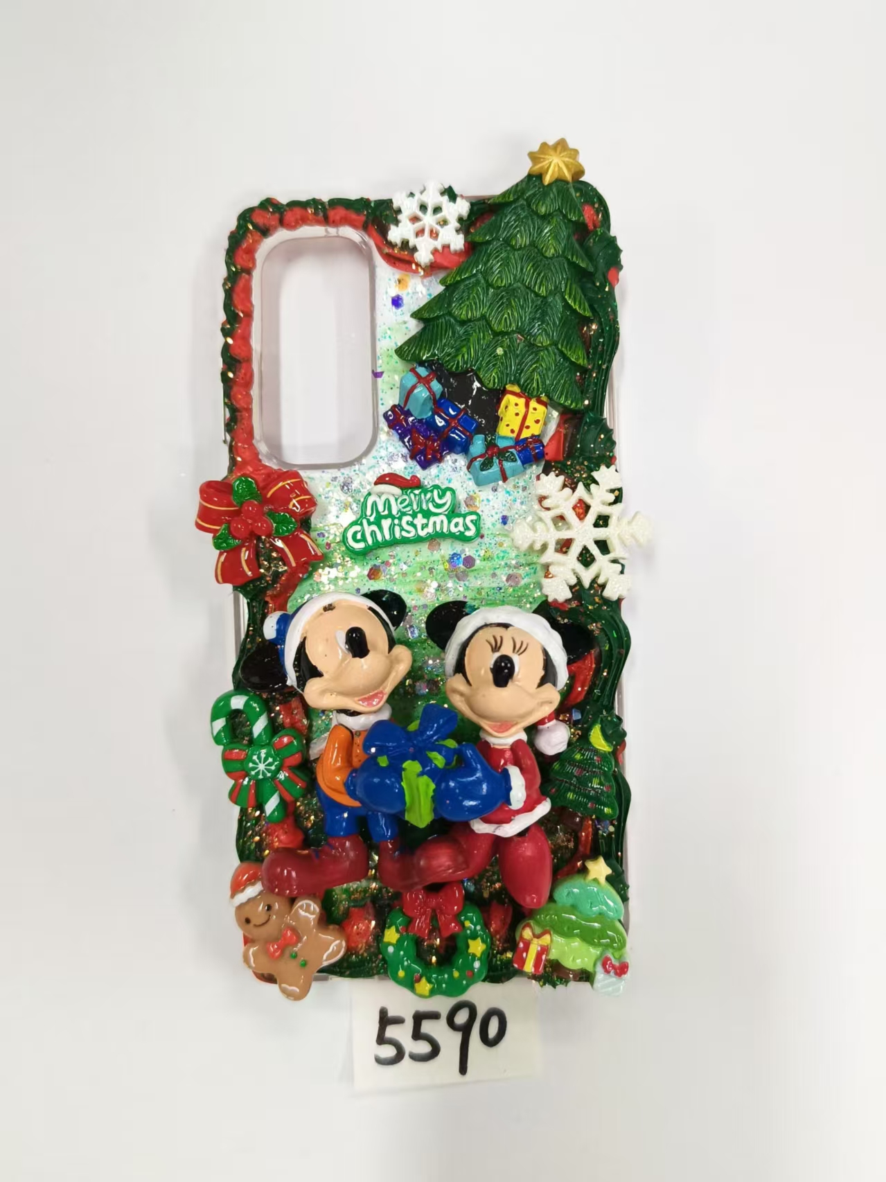 Mickey Mouse Christmas style, Mickey Mouse cream glue mobile phone case, Mickey DIY mobile phone case, art gift, commemorative gift.