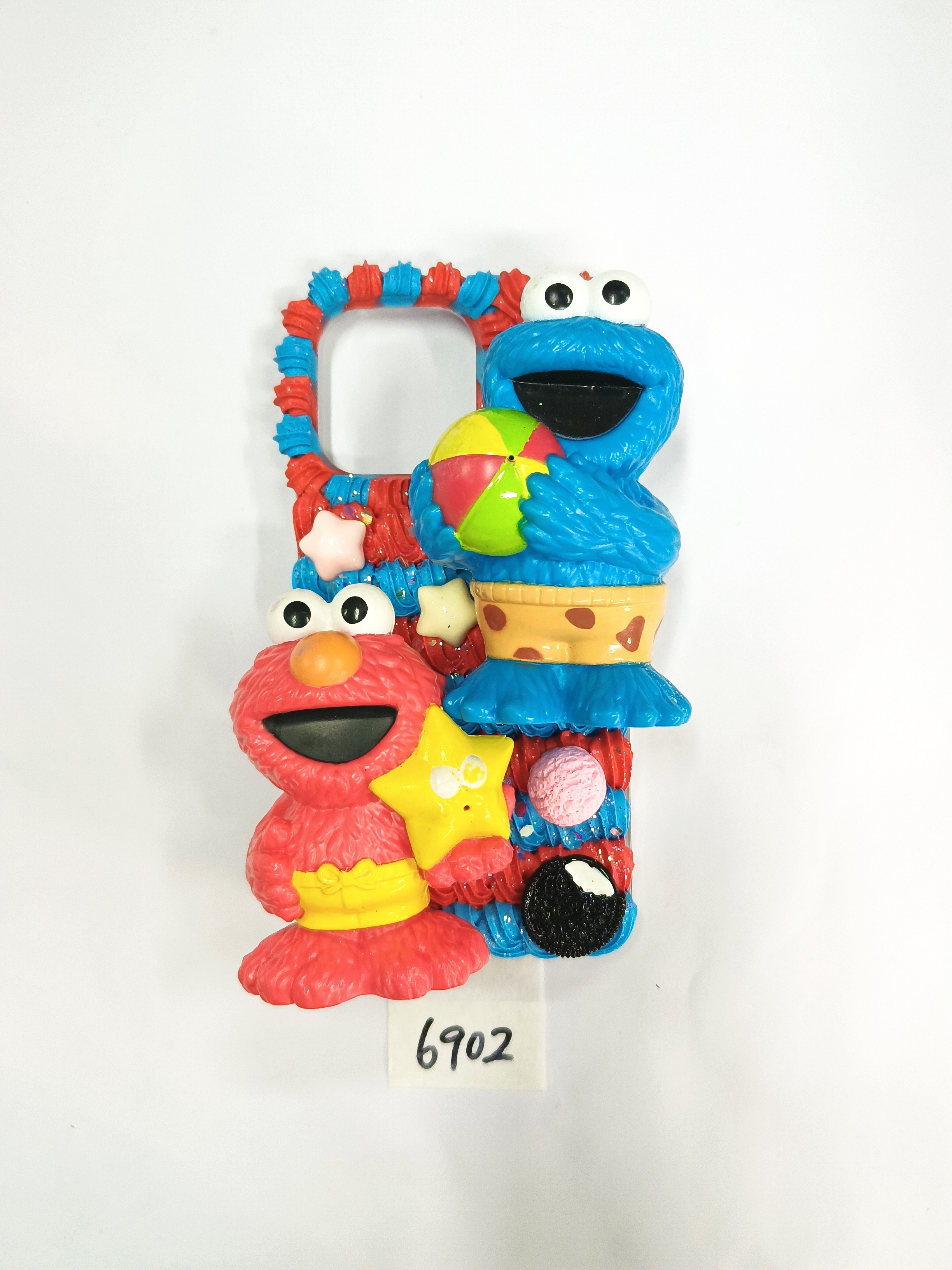 Sesame Street Cream Glue Mobile Phone Case, Chef Style and Big Family, Art Gifts, Collection Memorial Gifts, Handmade