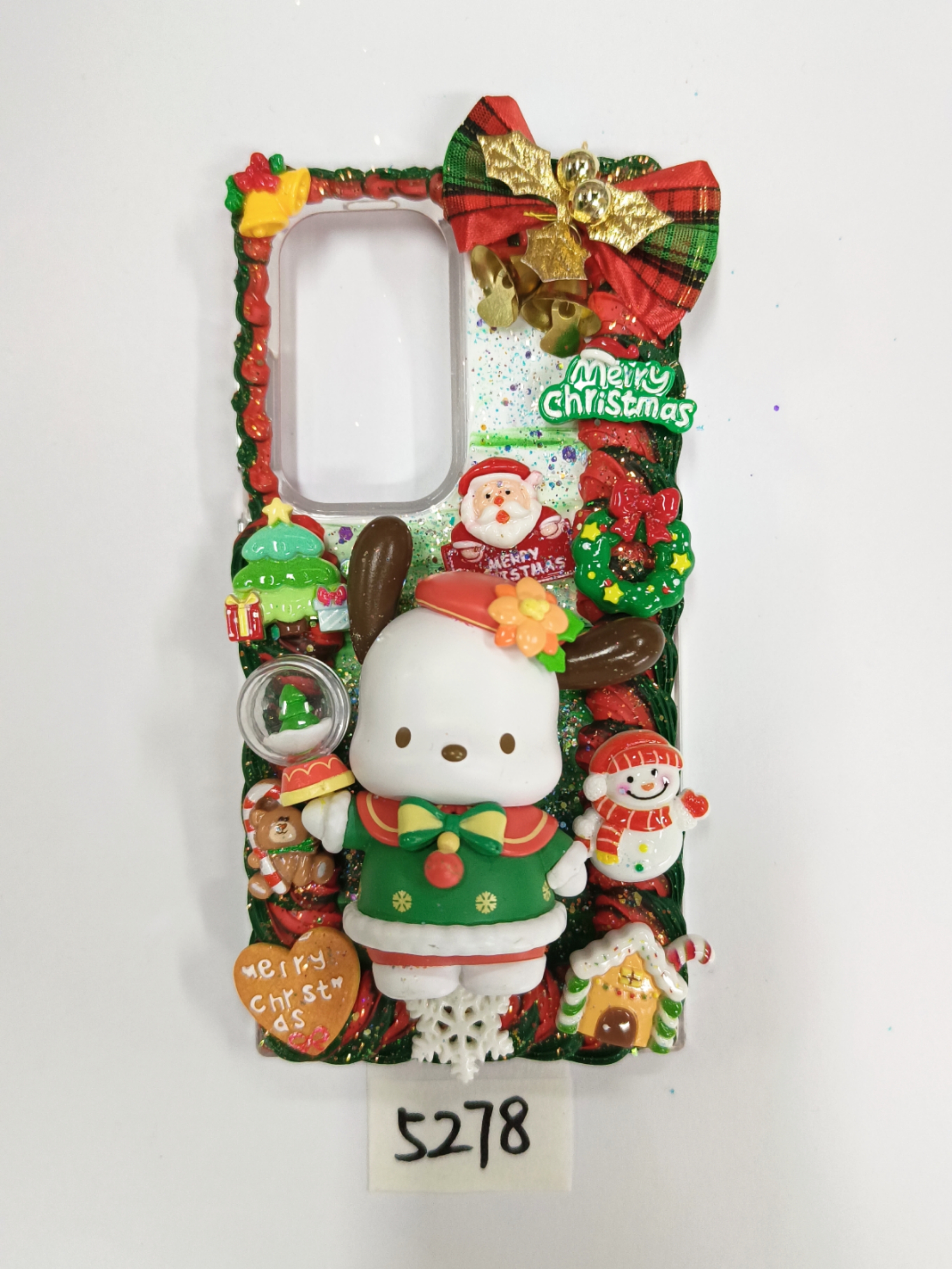 Pacha Christmas Style - Sanrio Christmas Phone Case, 3D Handmade Cream Glue Phone Case, Featured Phone Case, DIY Phone Case, Gifts.