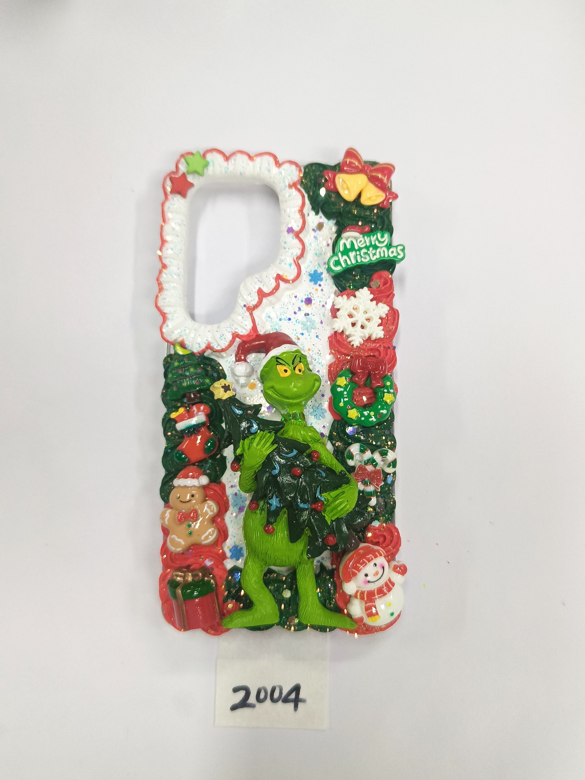 Grinch002 Christmas Grinch - themed cream glue phone case🎄 Full of cute elements 