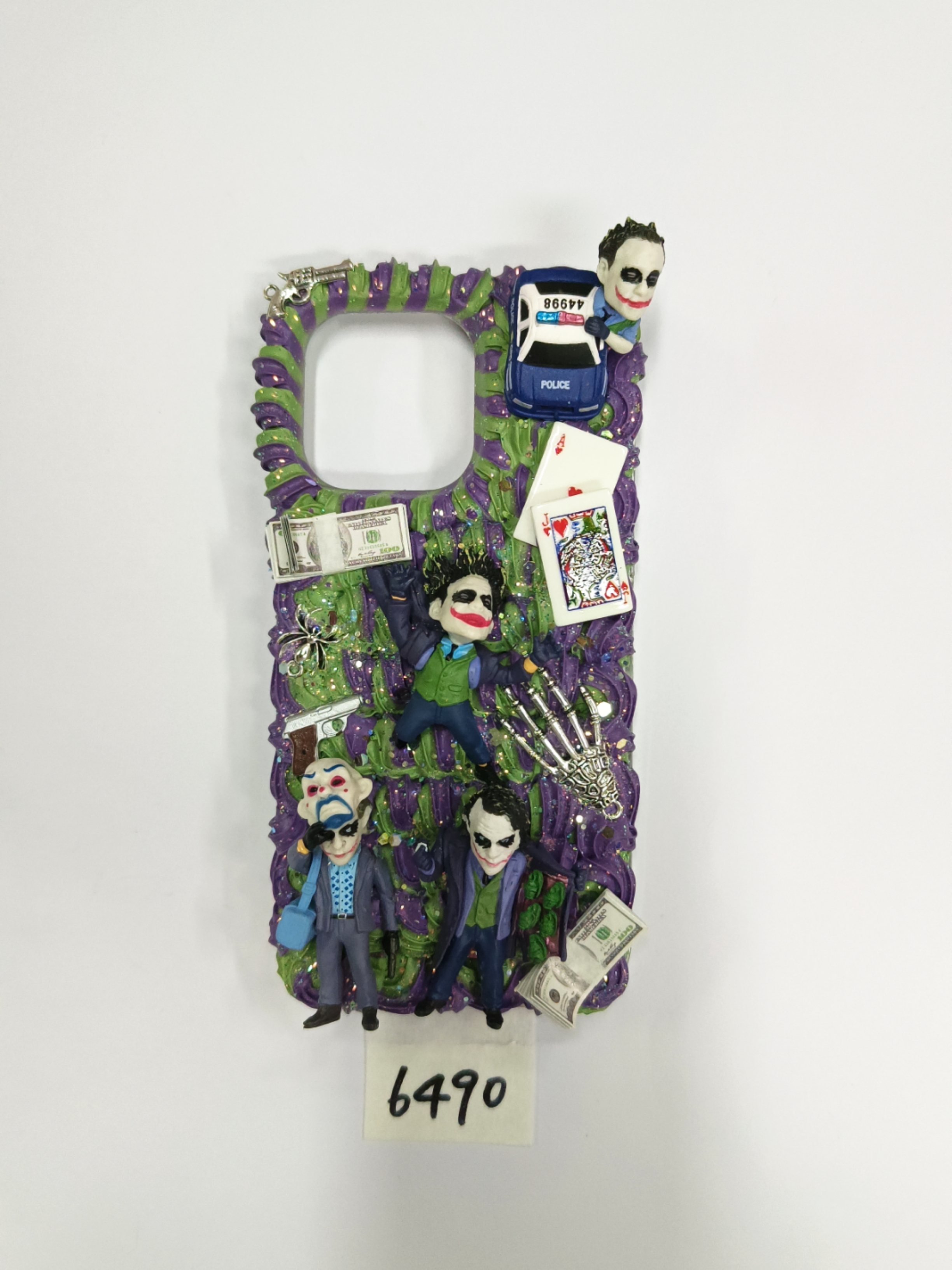 joker mobile phone case style, Joker female mobile phone case, cream glue handmade mobile phone case, art gift, commemorative gift, collection gift.