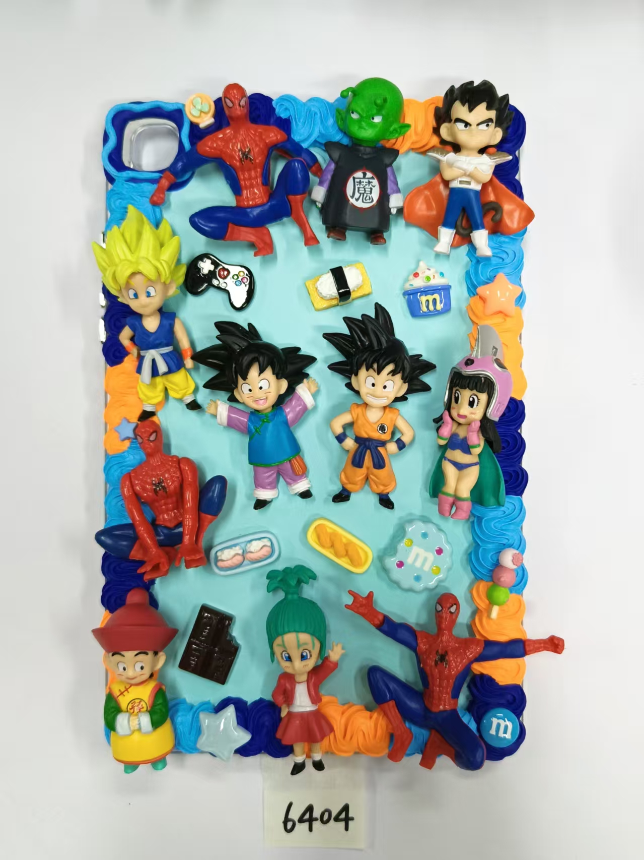Dragon Ball and Spider-Man iPad, cream glue iPad case, purely handmade DIY, artwork gifts.the 3D charms of Cake Steedy