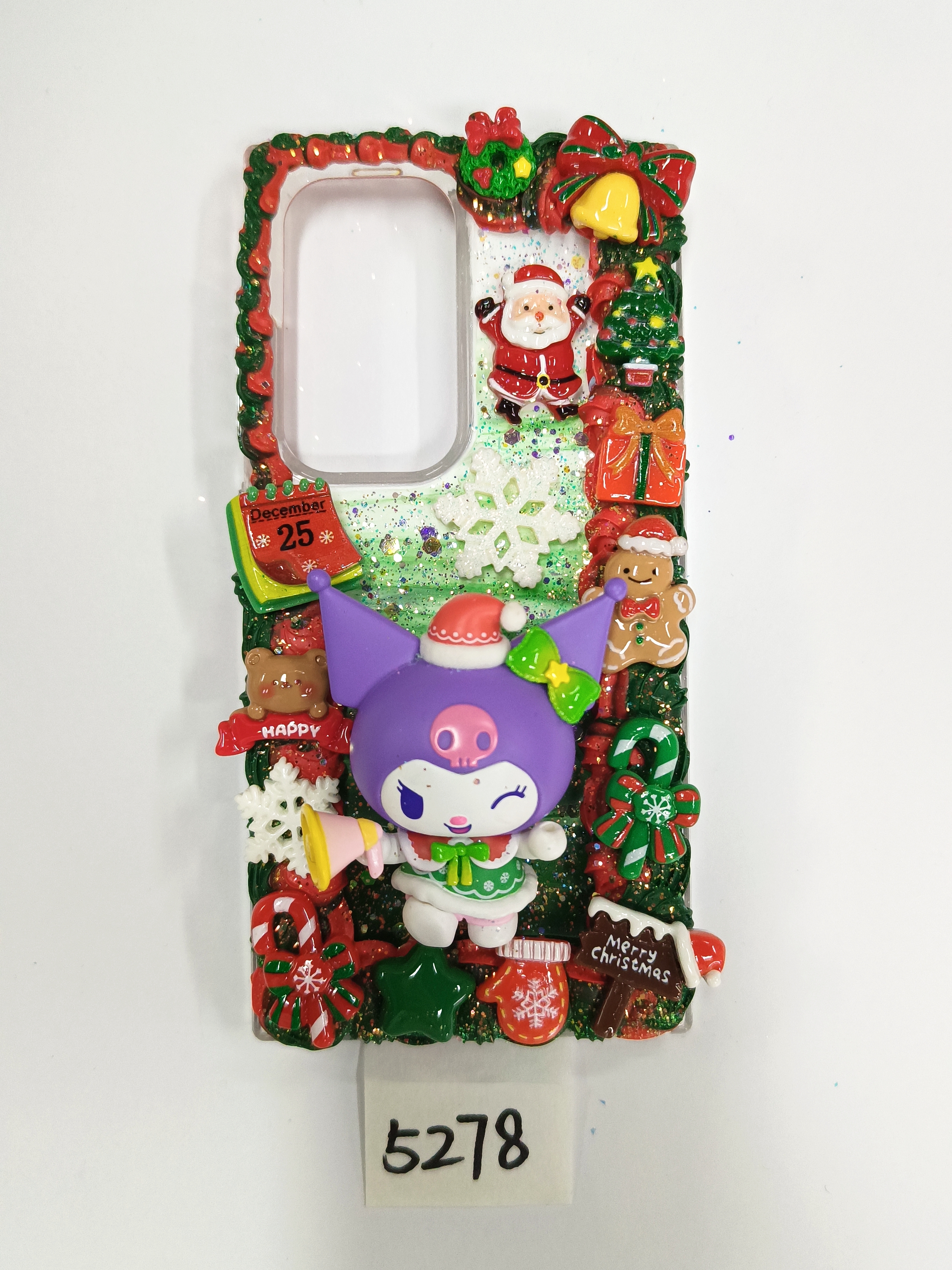 Kuku Christmas Style - Sanrio Christmas Phone Case, 3D Handmade Cream Glue Phone Case, Featured Phone Case, DIY Phone Case, Gifts.