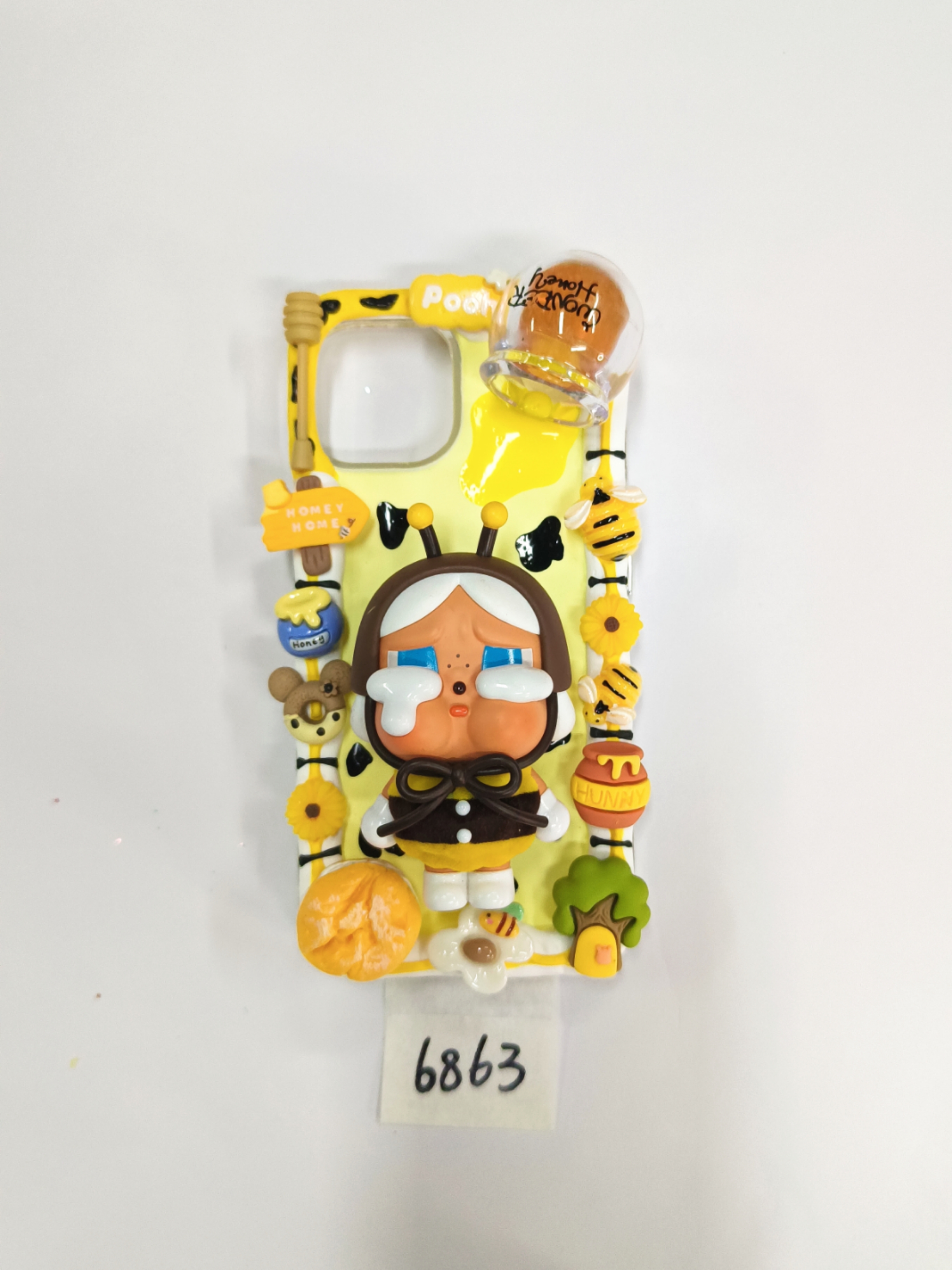 Pop Mart crybaby DIY Handmade Phone Case Chocolate，Brown. Cute.unique crybaby phone case.Personalized gift,Art Lovers Gift.