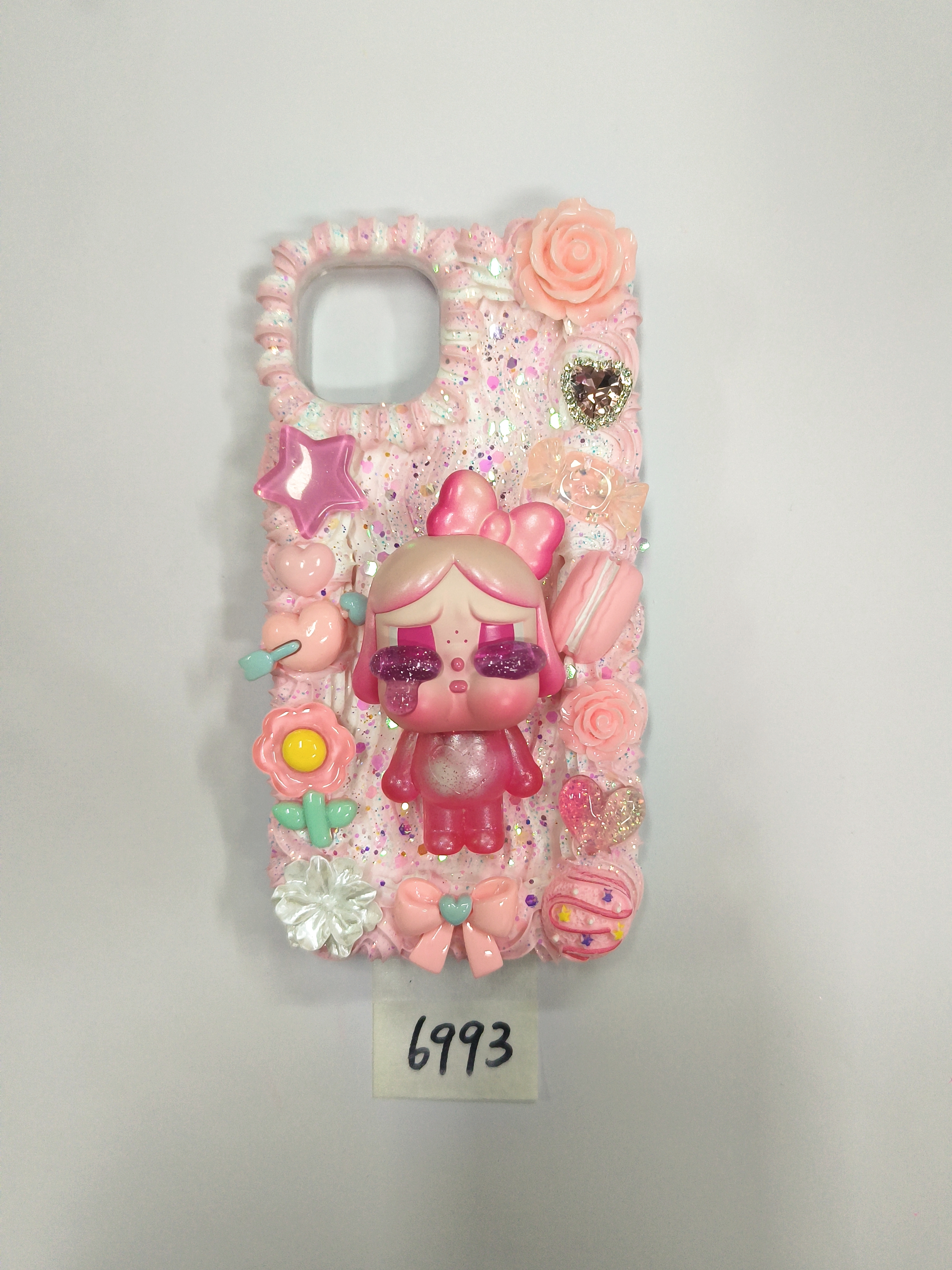 Crybaby cream glue phone case series, pink color, PPG co-branded Crybaby model, artistic gift, customized phone case gift