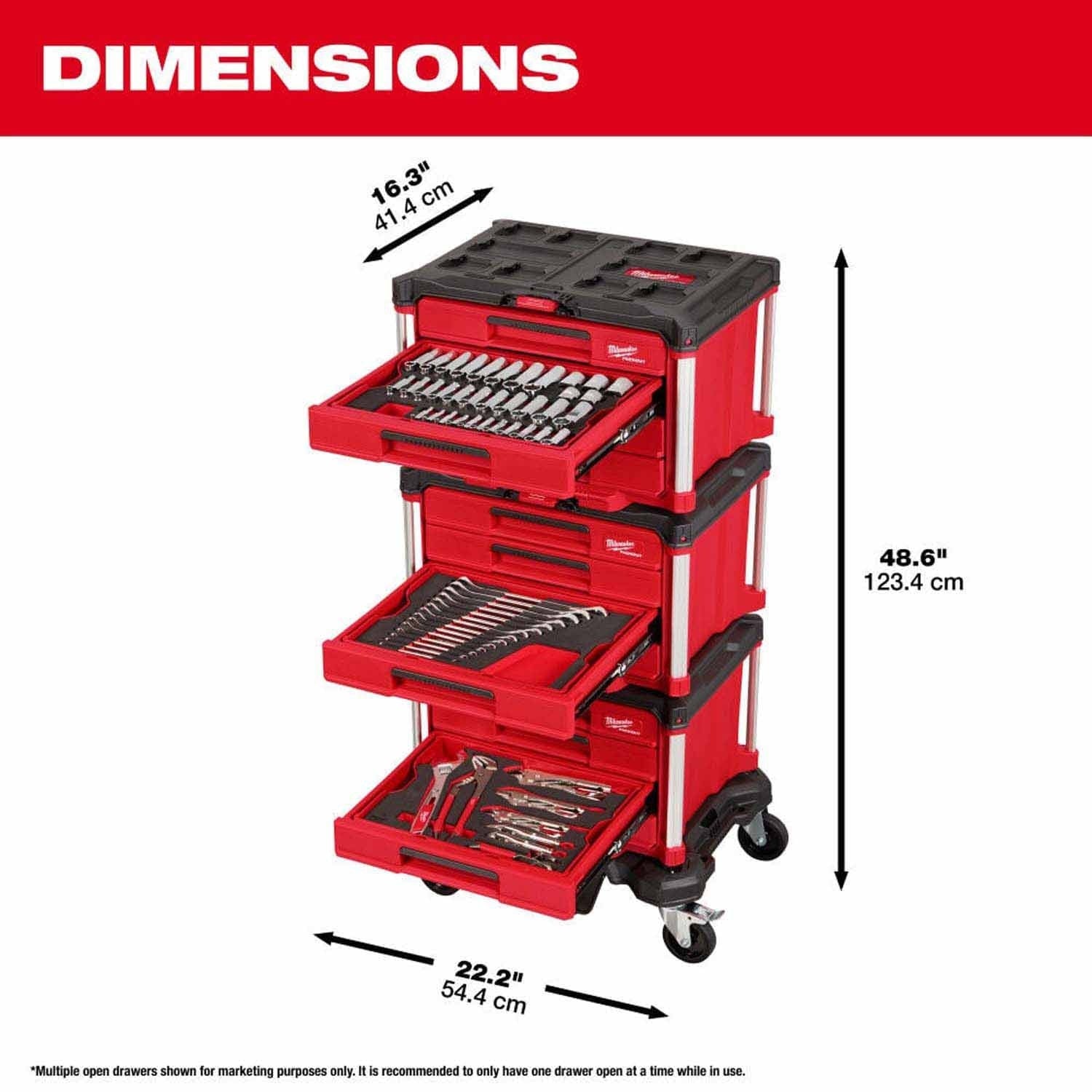 Milwthtaukee 48-22-9495 366pc. Master Mechanics Hand Tool Set with PACKOUT Drawers and Dolly